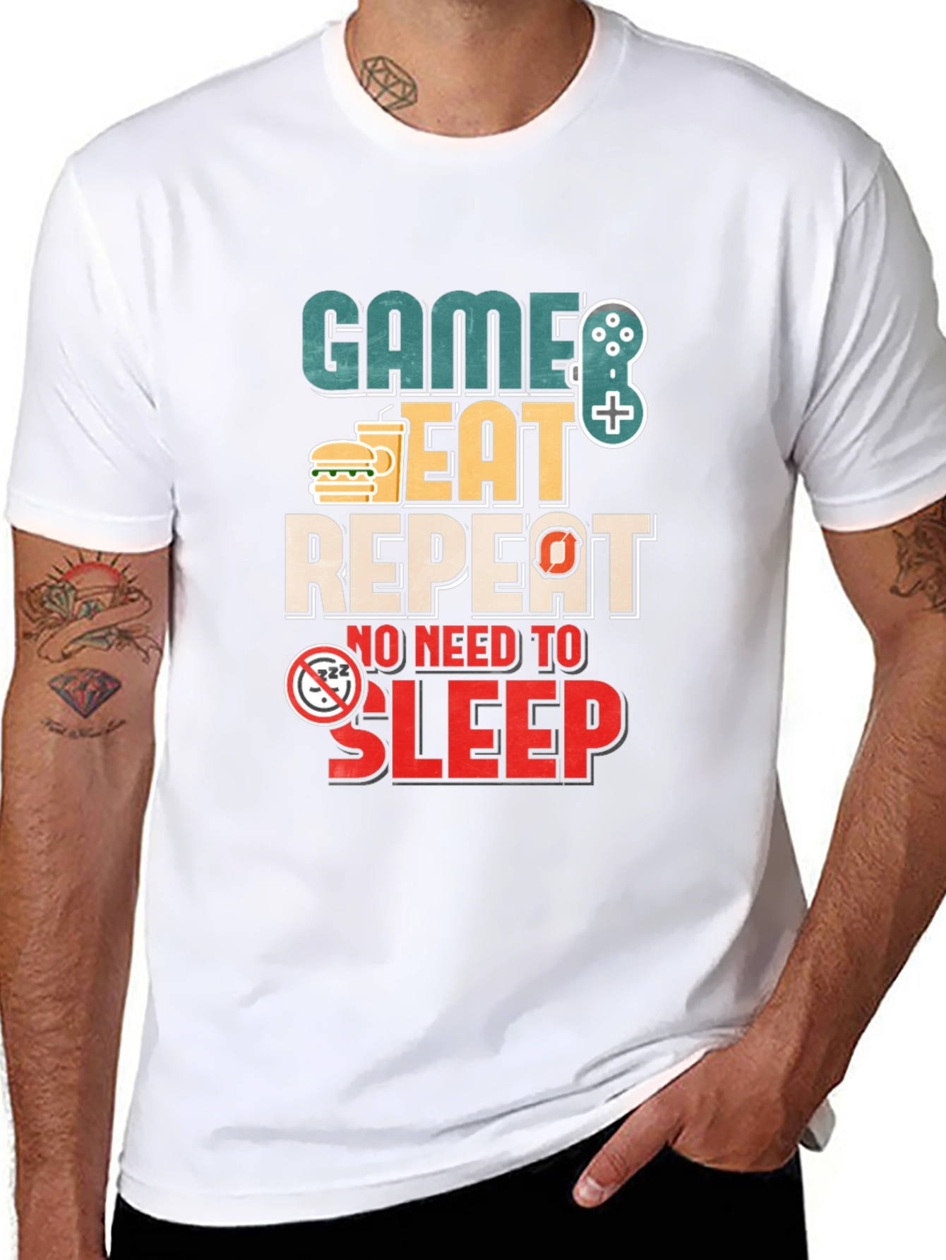 Game Eat Repeat T-Shirt - Gamer No Sleep Tee