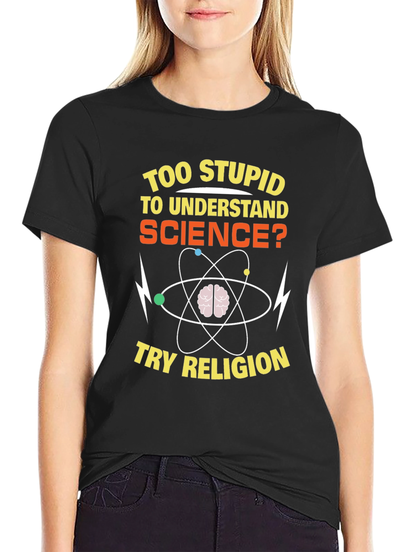 Funny Science vs Religion Graphic T-Shirt