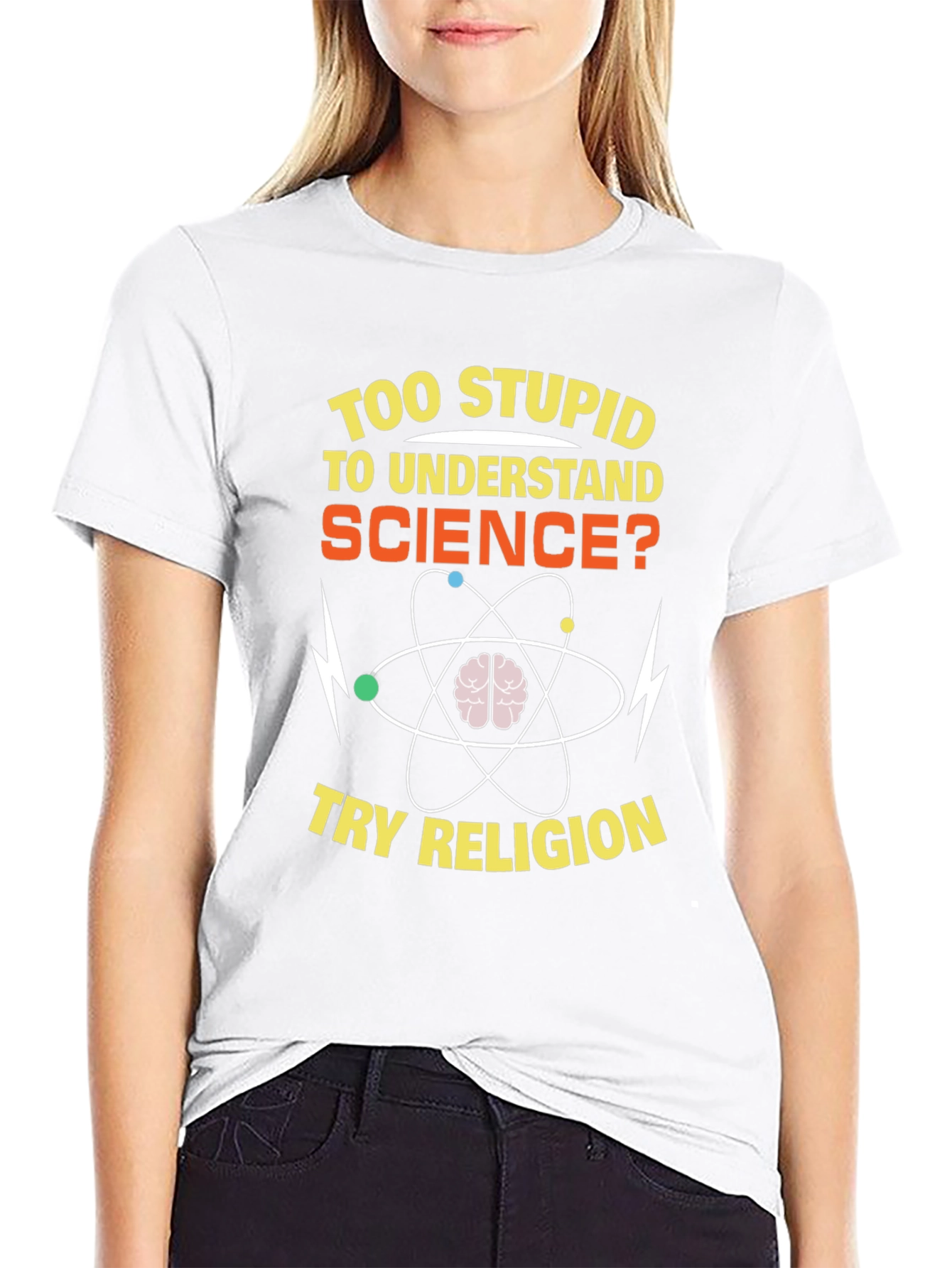 Funny Science vs Religion Graphic T-Shirt