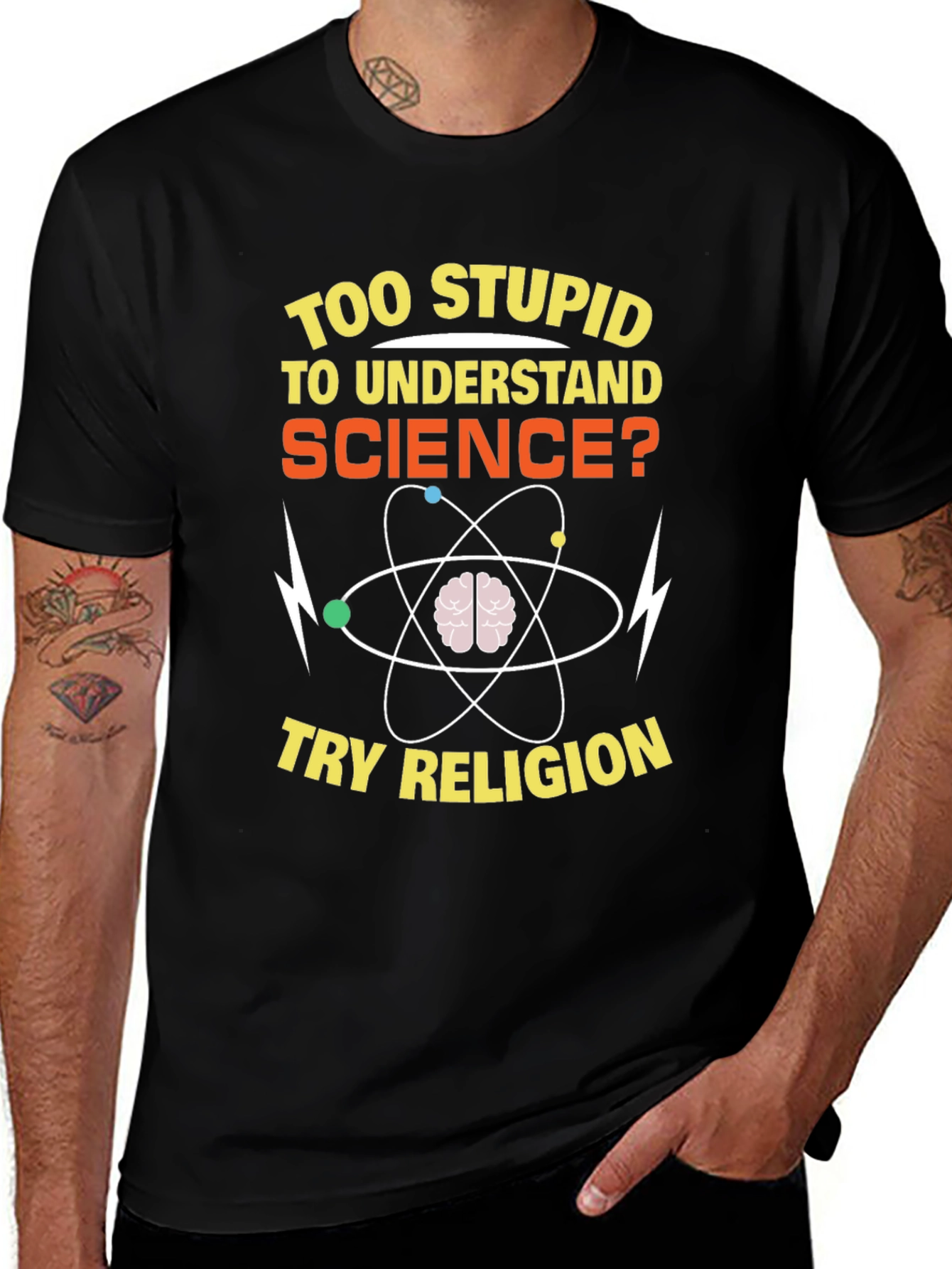 Funny Science vs Religion Graphic T-Shirt