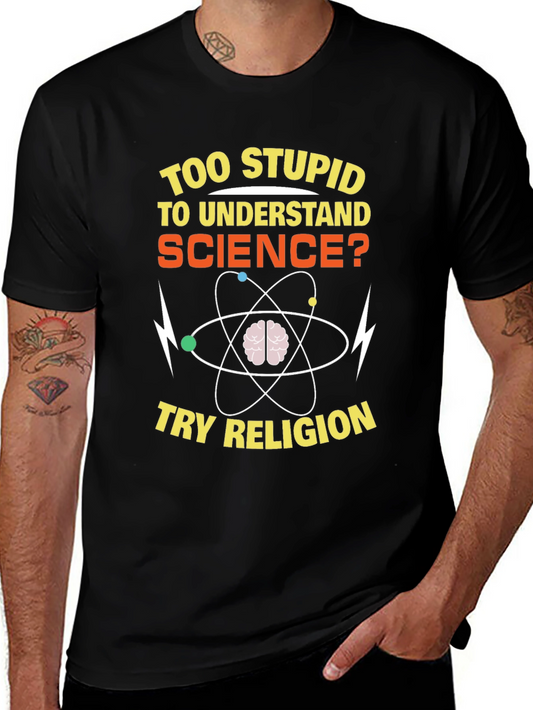 Funny Science vs Religion Graphic T-Shirt
