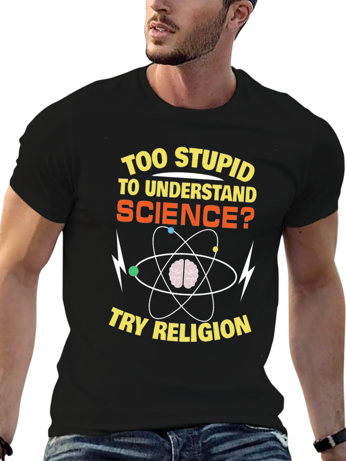 Funny Science vs Religion Graphic T-Shirt
