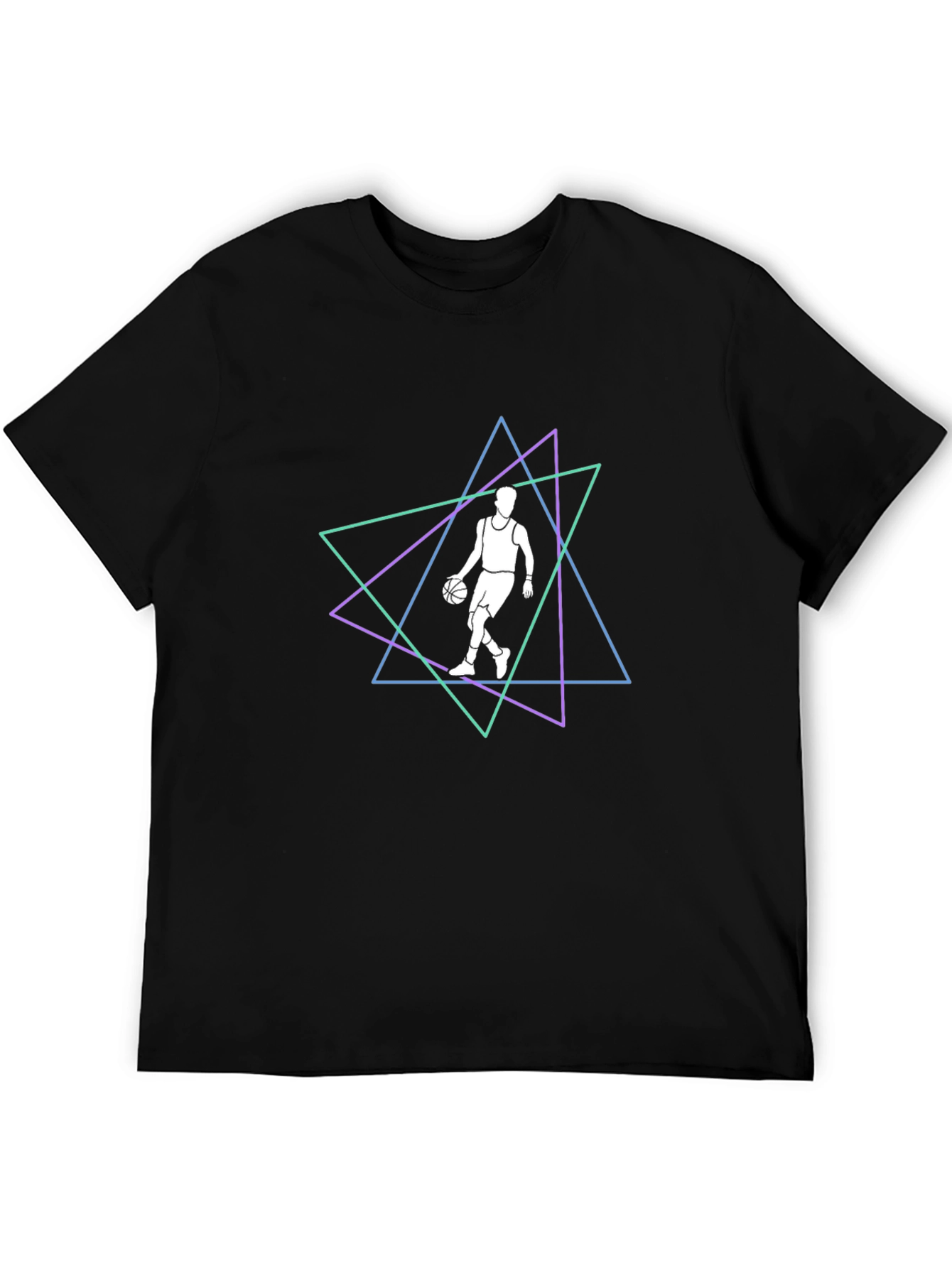 Geometric Basketball Graphic Tee - Black