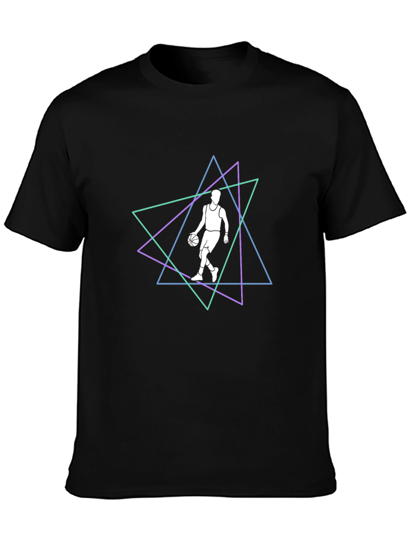 Geometric Basketball Graphic Tee - Black