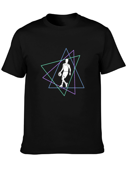 Geometric Basketball Graphic Tee - Black