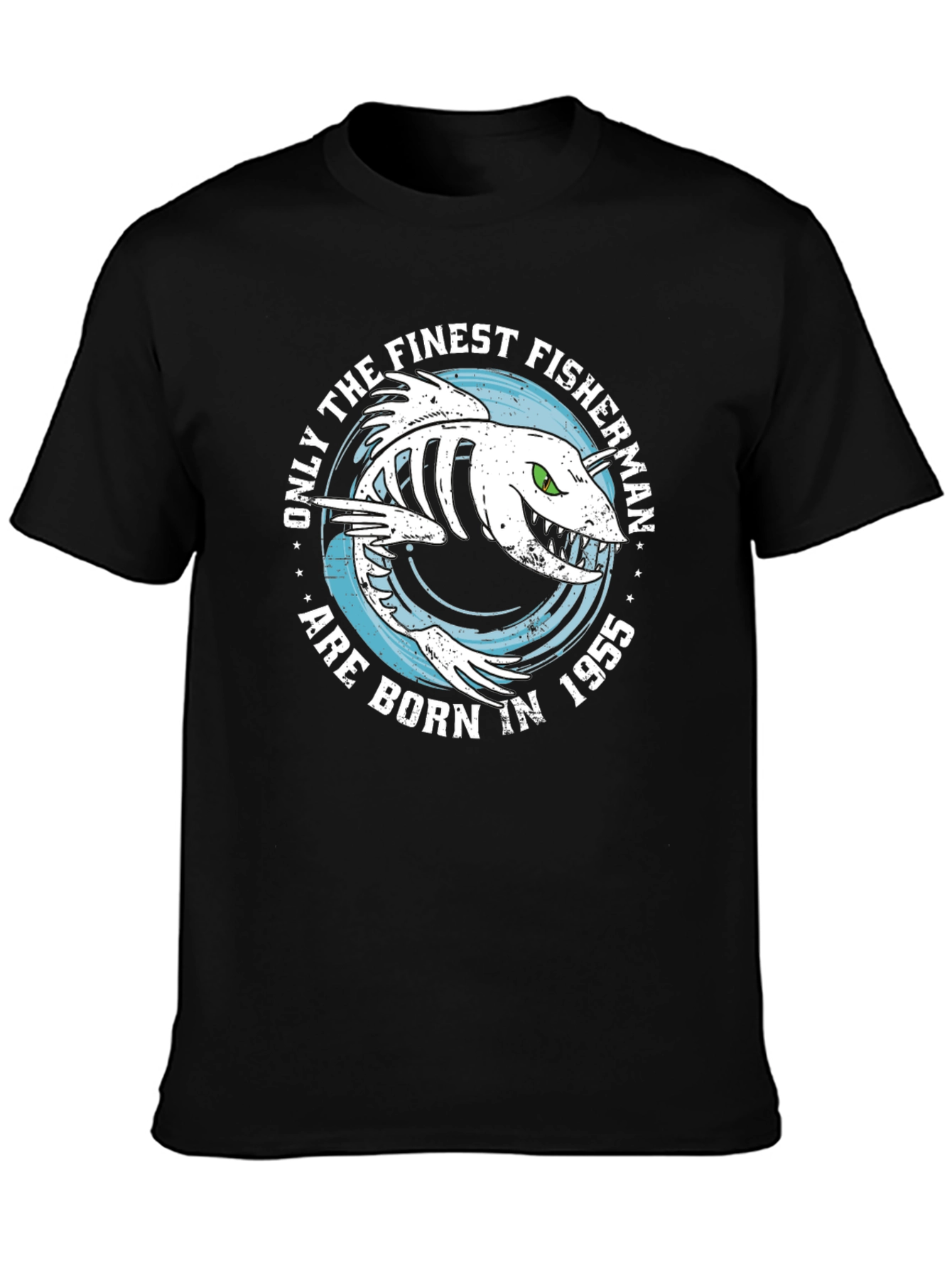 Finest Fisherman Born in 1955 Black T-Shirt