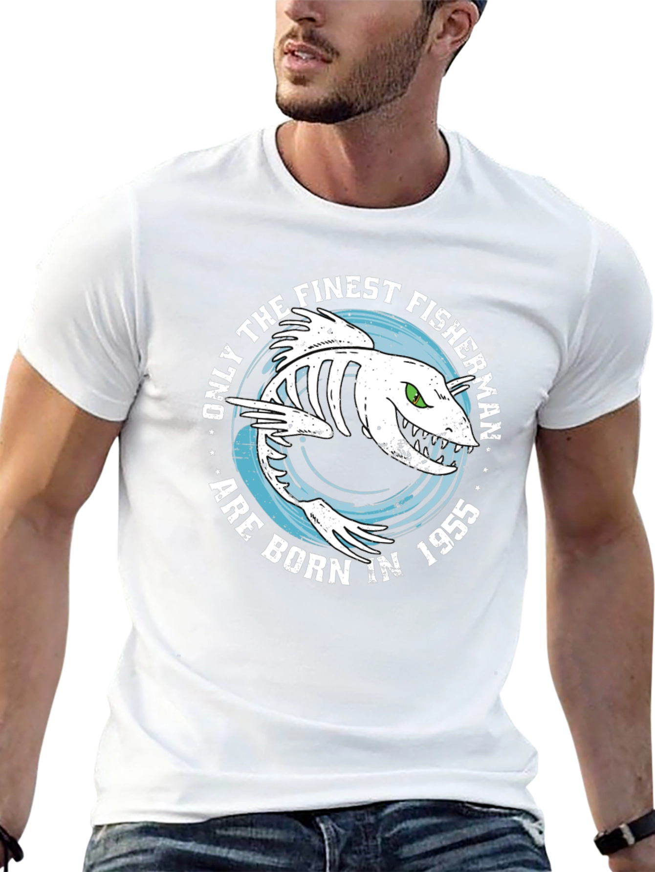 Finest Fisherman Born in 1955 Black T-Shirt