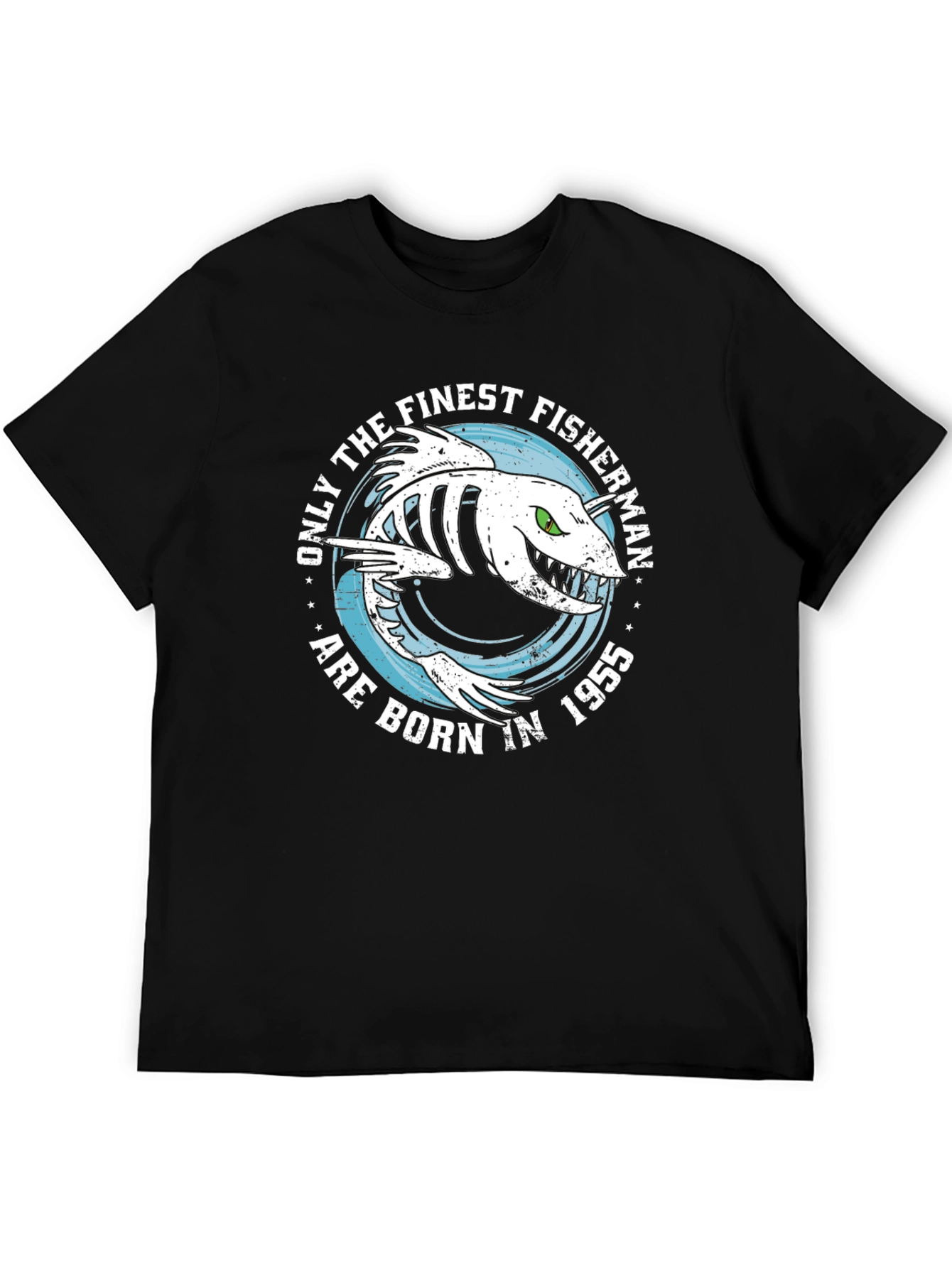 Finest Fisherman Born in 1955 Black T-Shirt