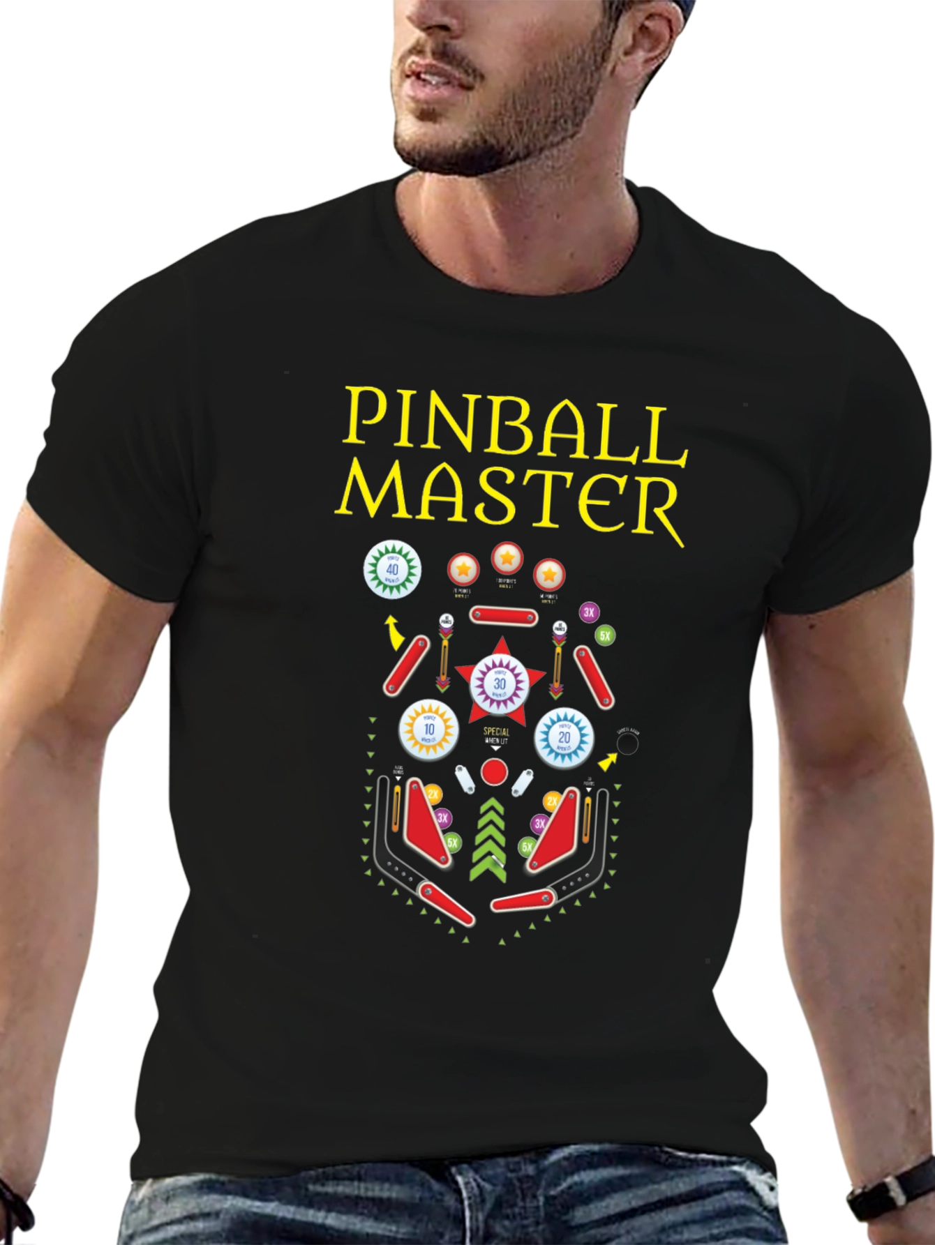 Pinball Master Graphic T-Shirt - Retro Arcade Style