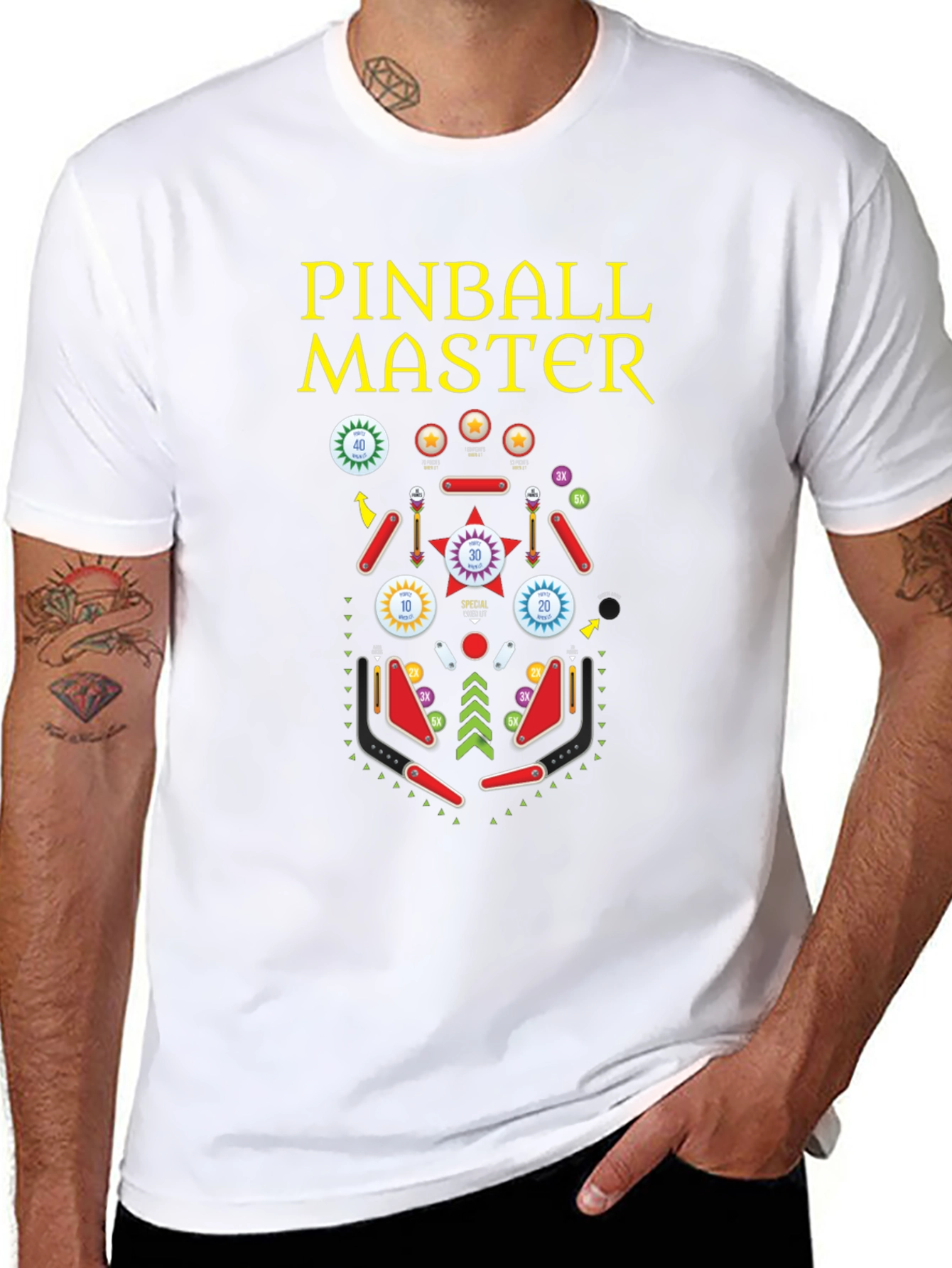 Pinball Master Graphic T-Shirt - Retro Arcade Style