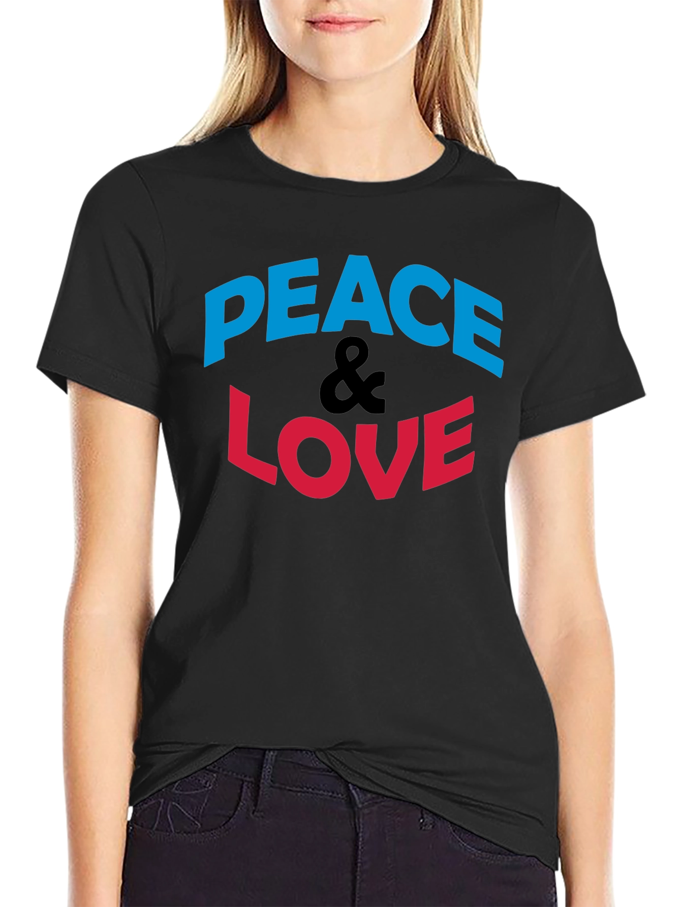 Peace & Love Graphic Print T-Shirt