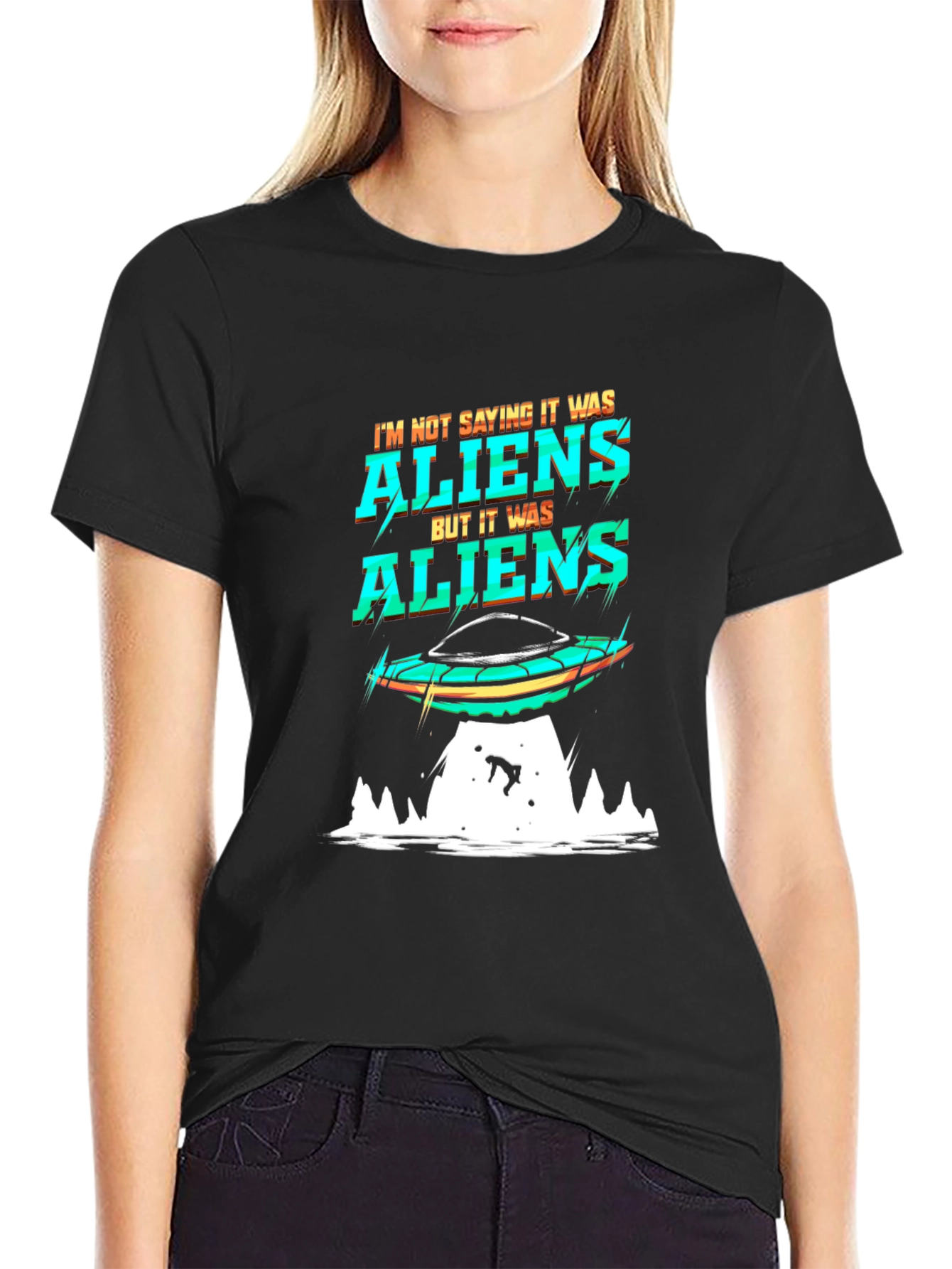 Aliens Graphic T-Shirt UFO Abduction Tee