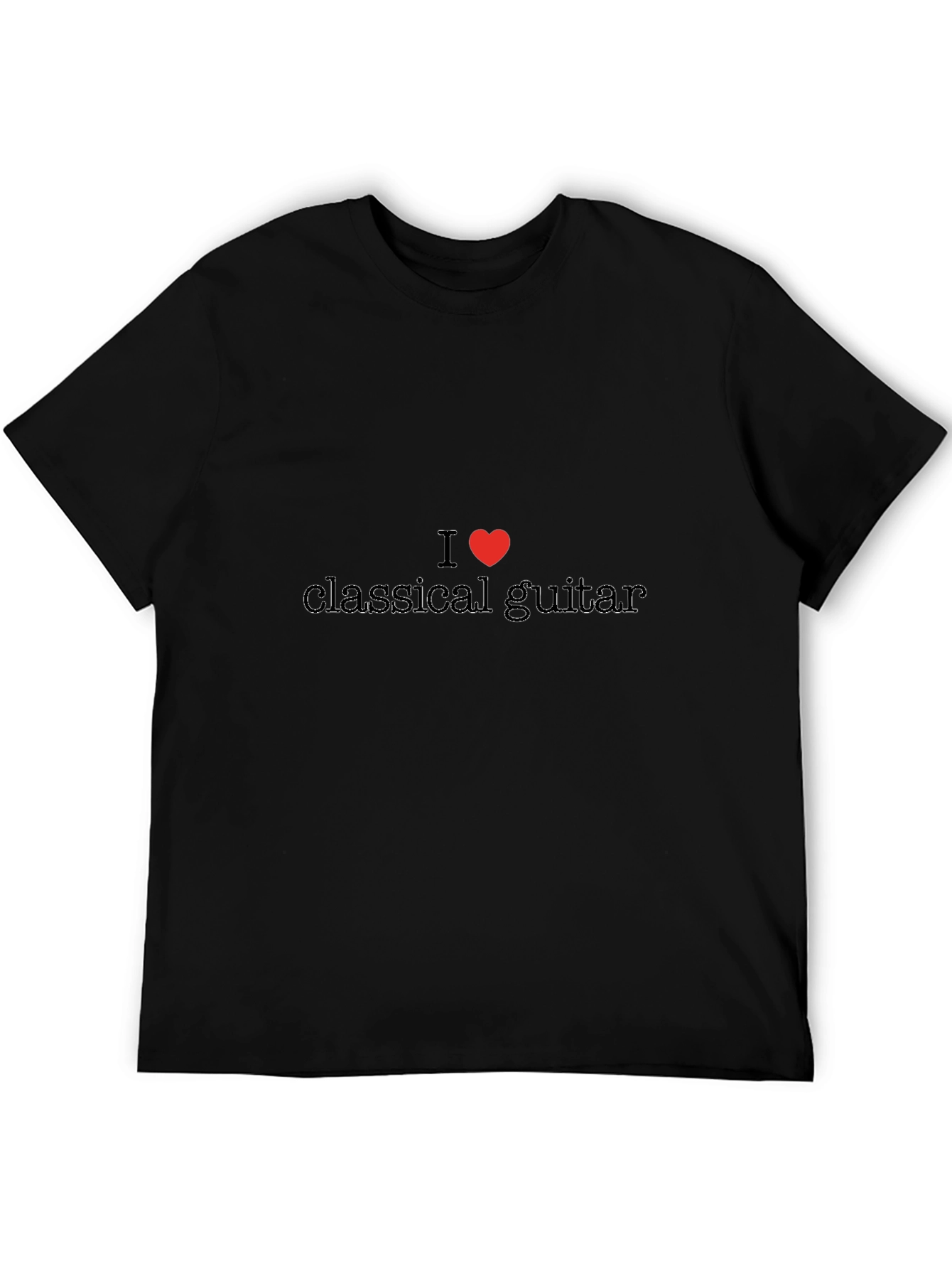 I Heart Classical Guitar Black T-Shirt