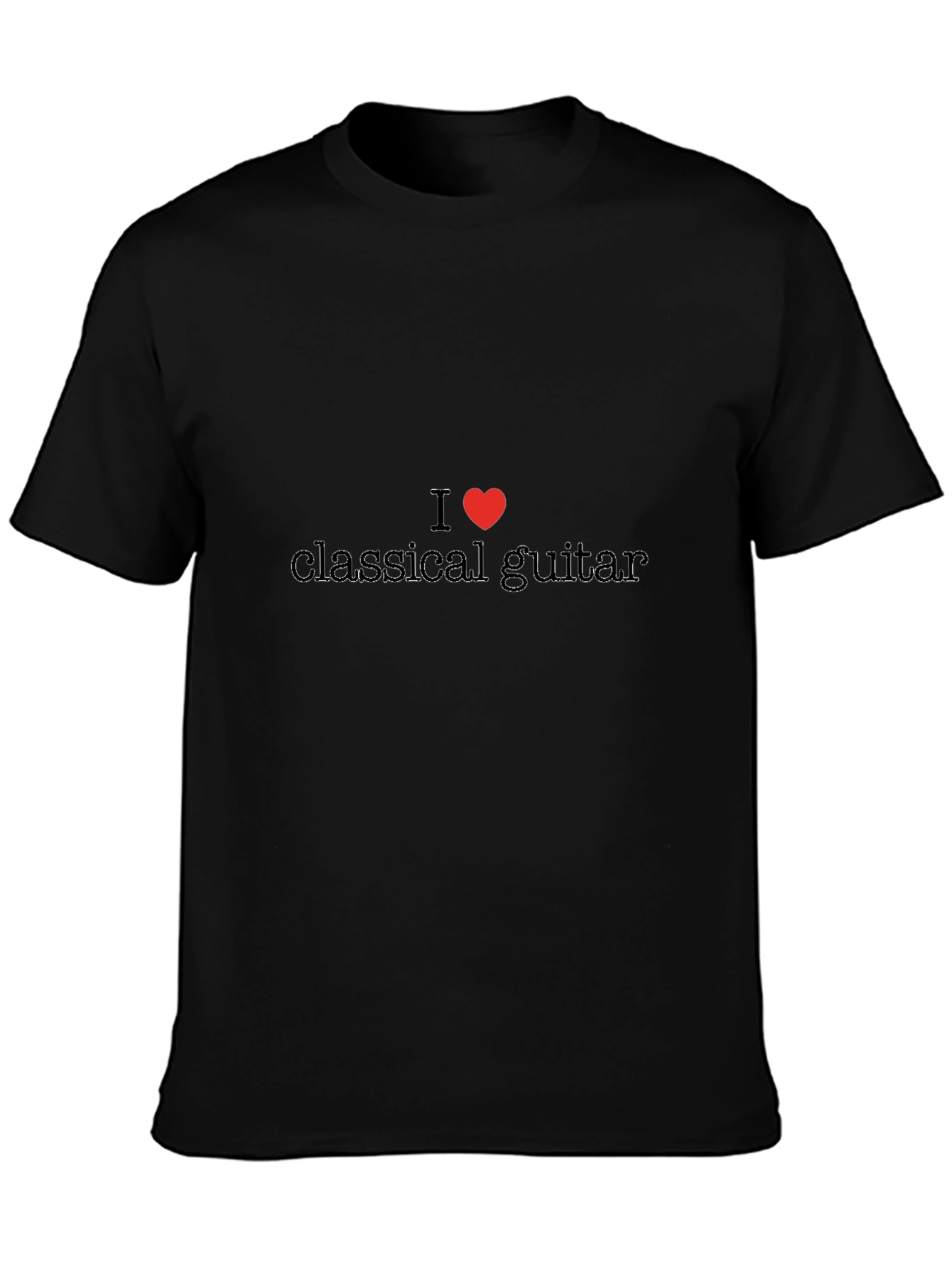 I Heart Classical Guitar Black T-Shirt