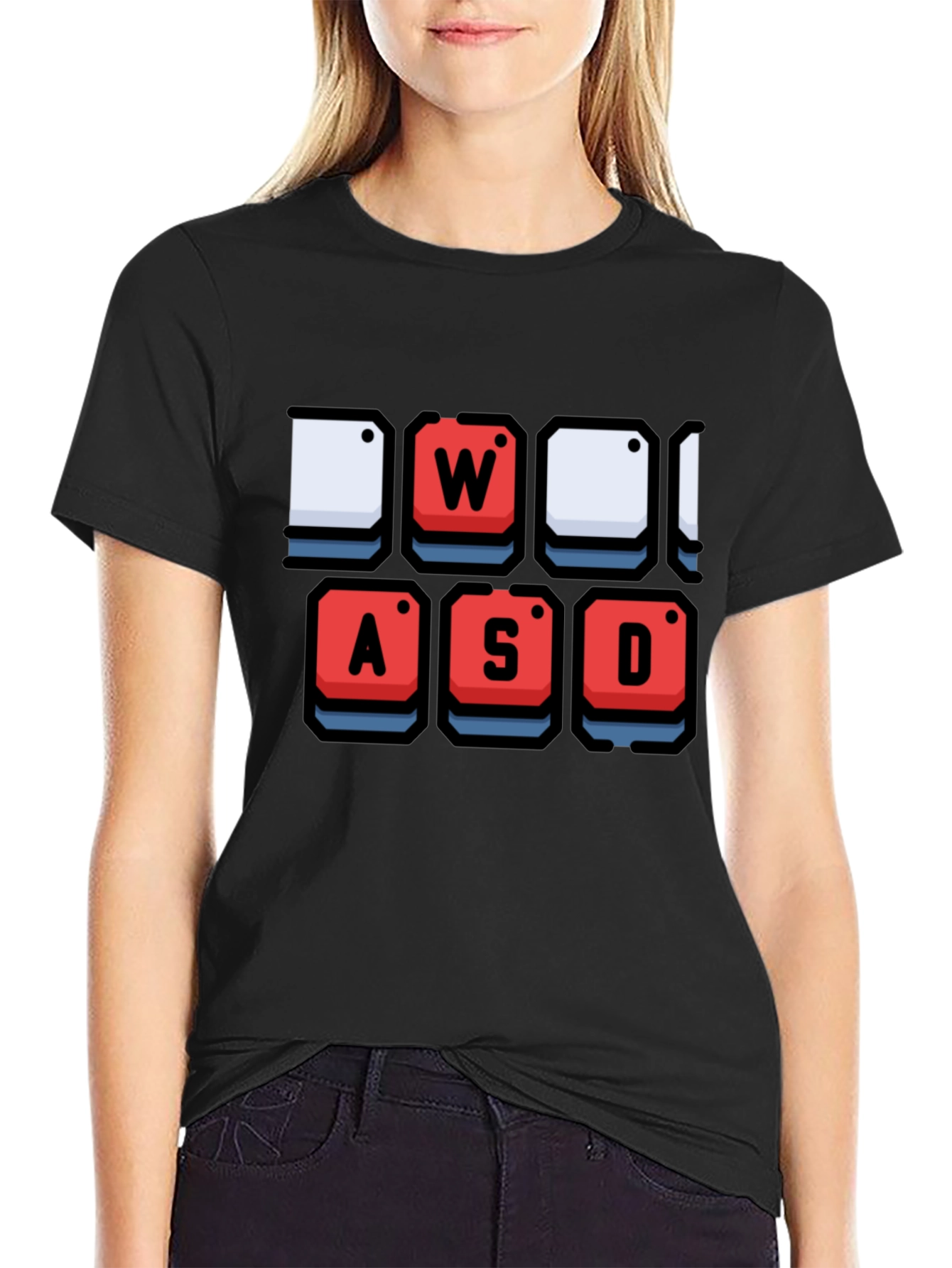 Gamer Keyboard WASD Graphic Black T-Shirt