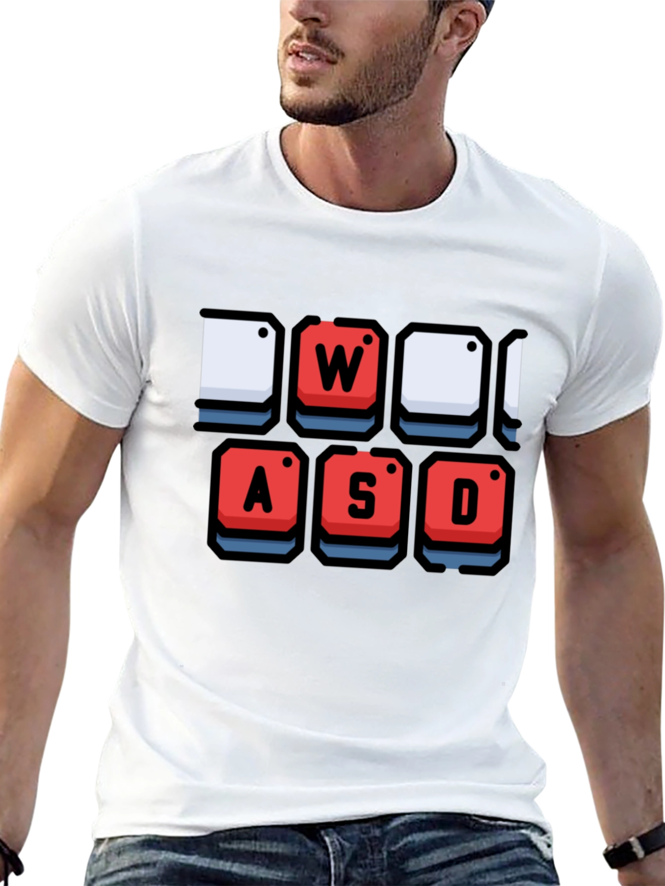Gamer Keyboard WASD Graphic Black T-Shirt