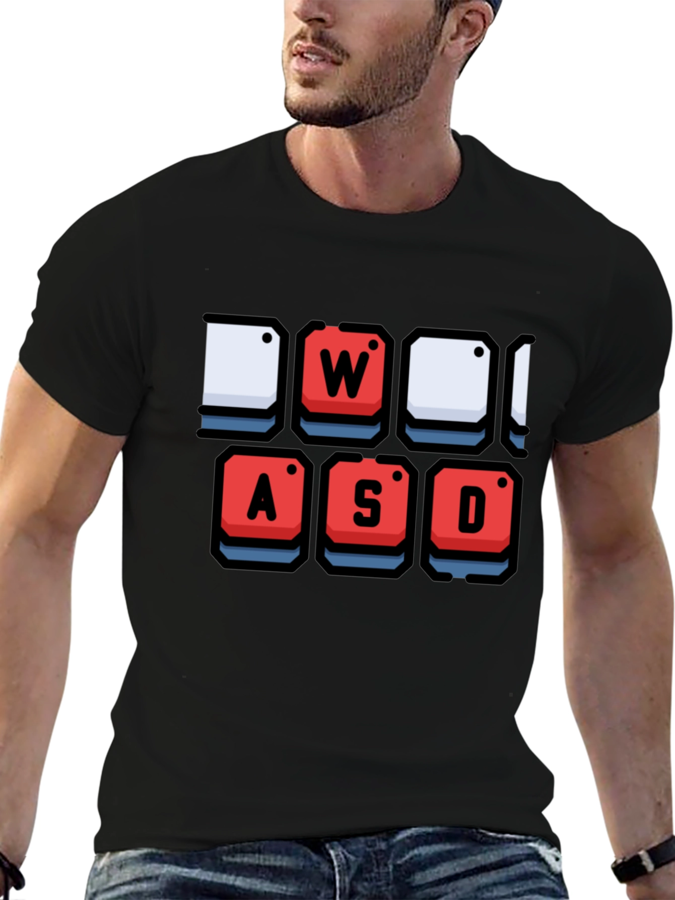 Gamer Keyboard WASD Graphic Black T-Shirt