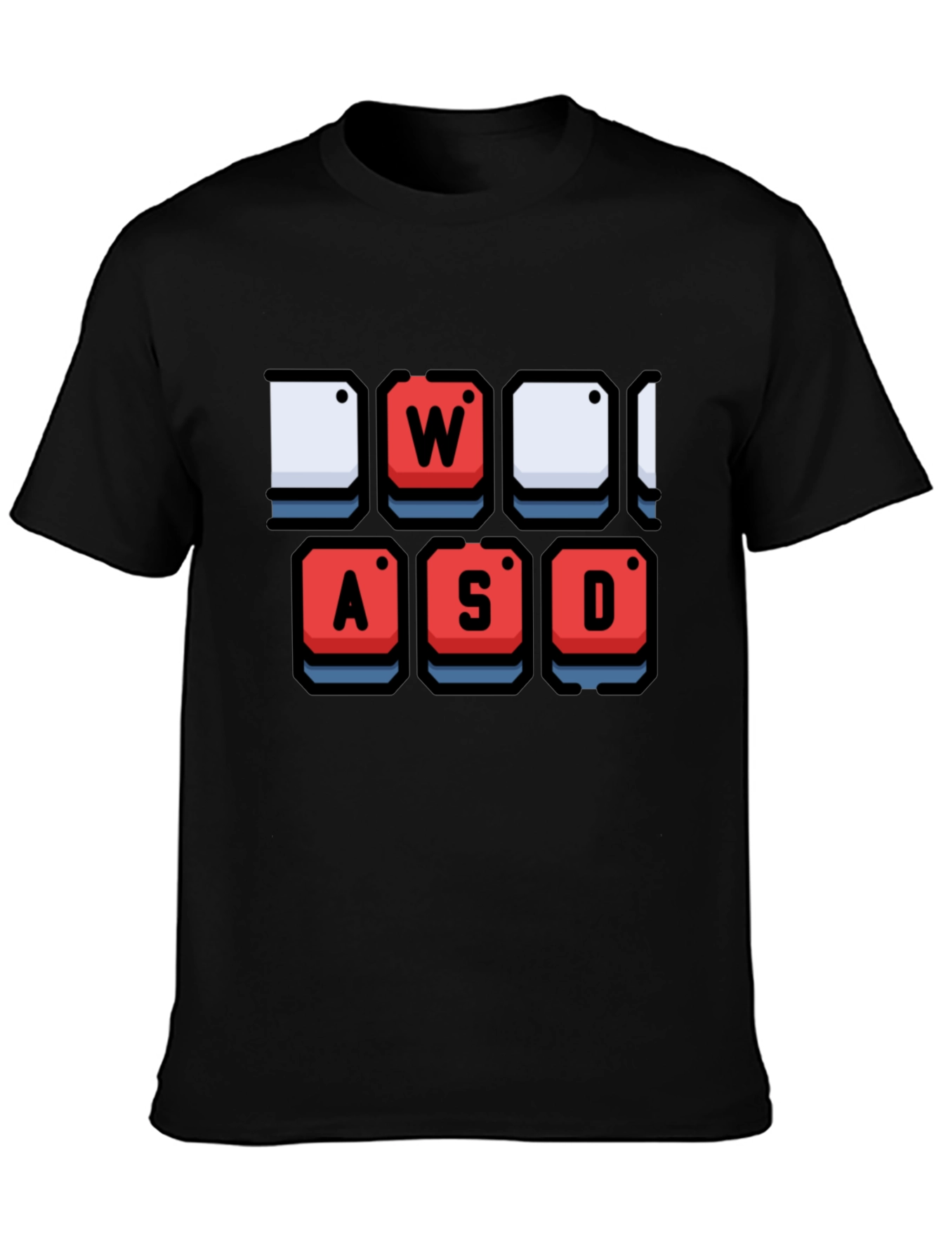 Gamer Keyboard WASD Graphic Black T-Shirt