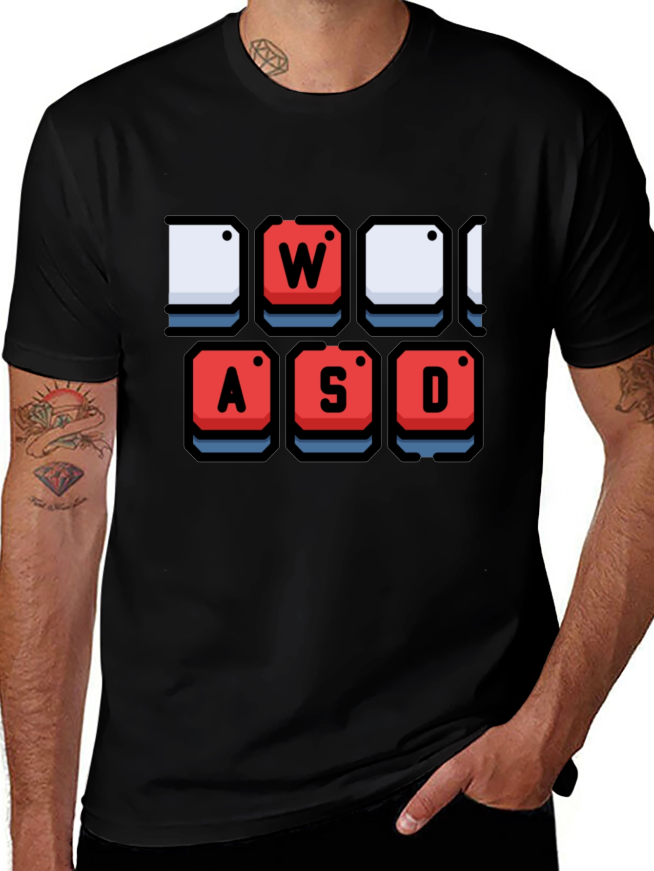 Gamer Keyboard WASD Graphic Black T-Shirt