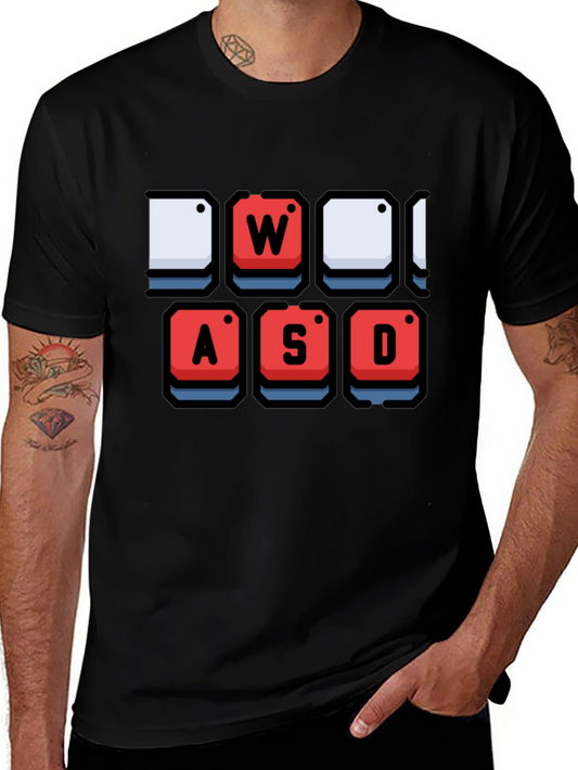 Gamer Keyboard WASD Graphic Black T-Shirt