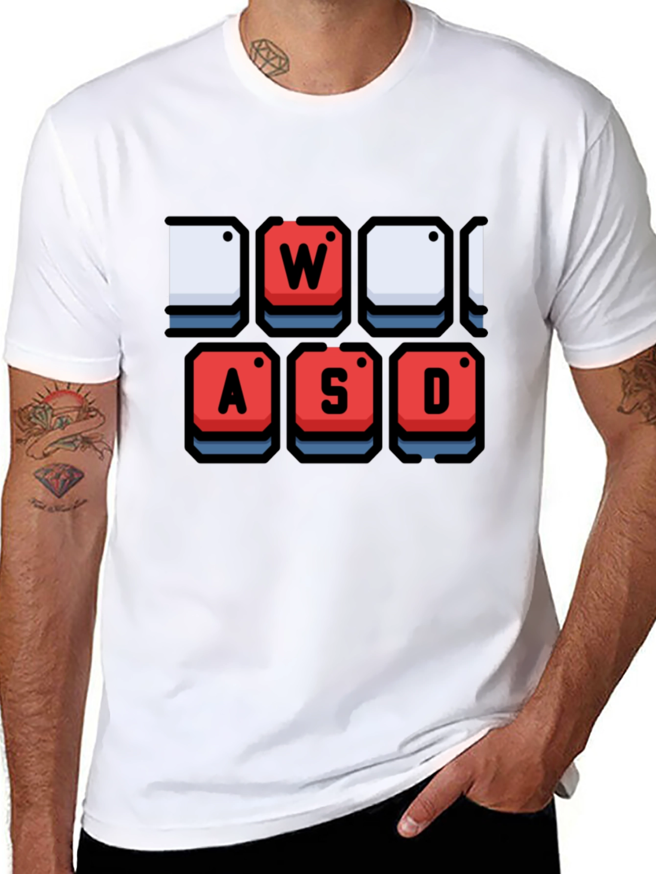 Gamer Keyboard WASD Graphic Black T-Shirt