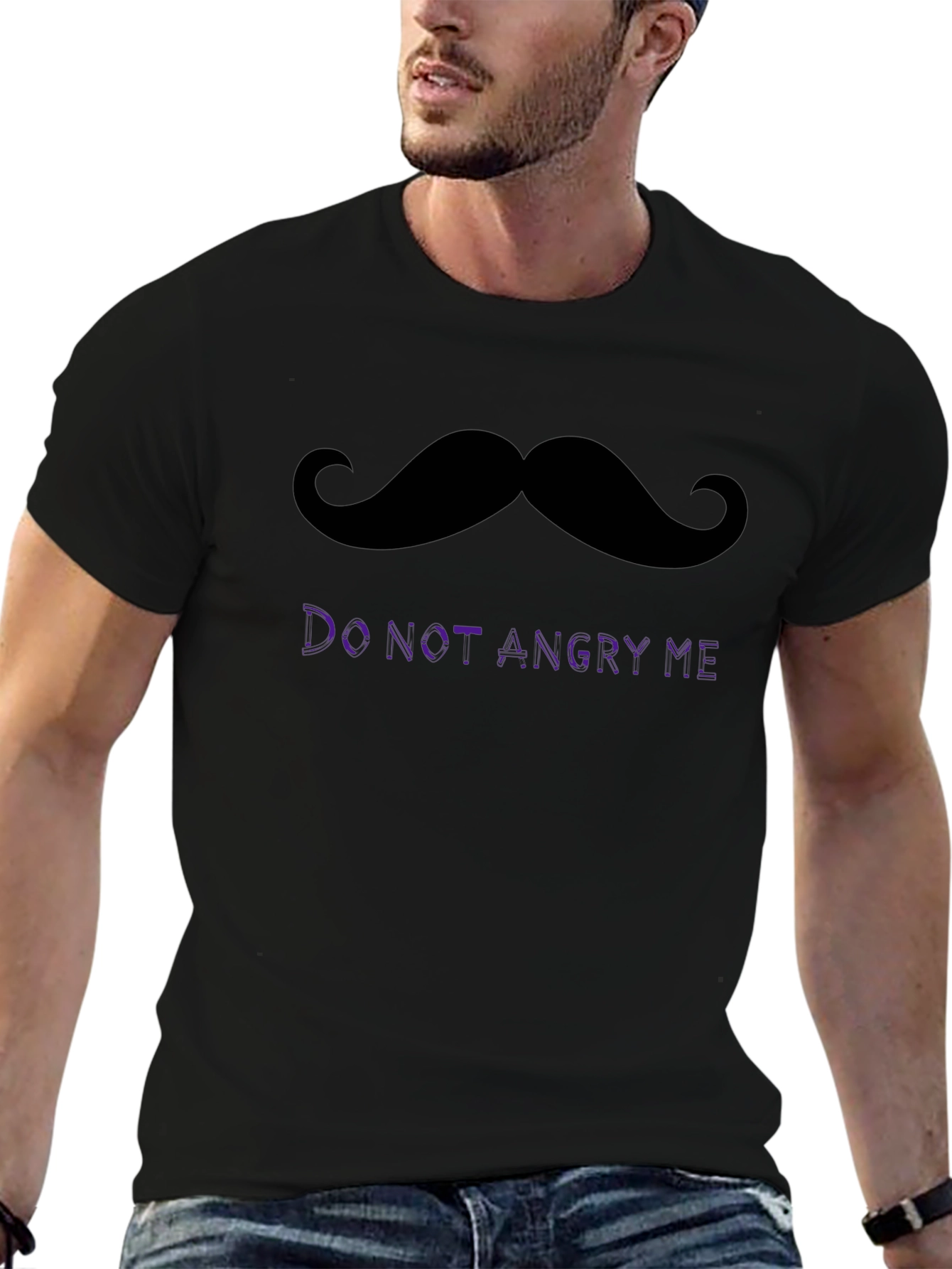 Funny Mustache Graphic Tee - Do Not Angry Me!