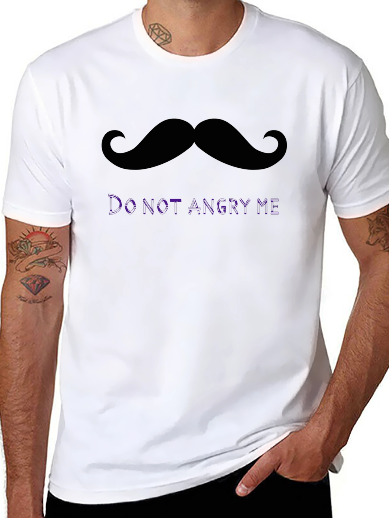 Funny Mustache Graphic Tee - Do Not Angry Me!