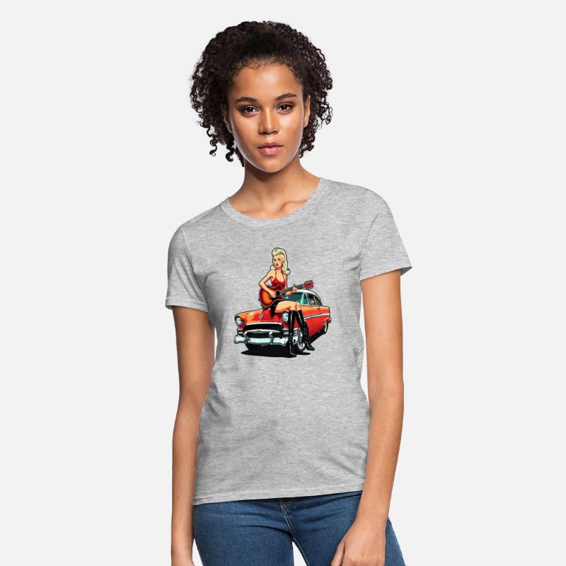Pinup Girl with Guitar Classic Car