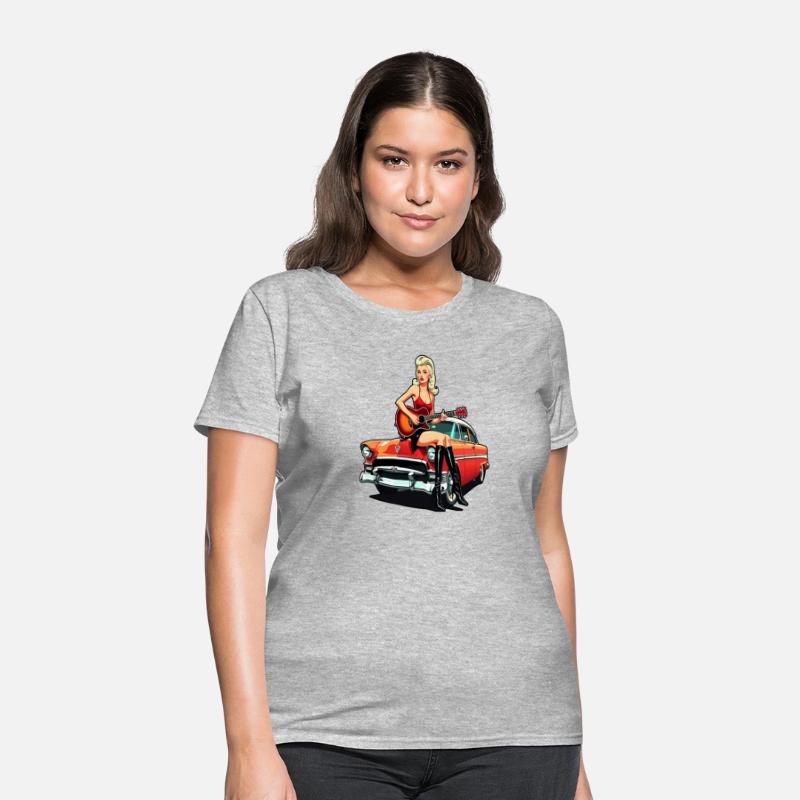 Pinup Girl with Guitar Classic Car