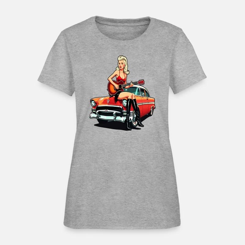 Pinup Girl with Guitar Classic Car