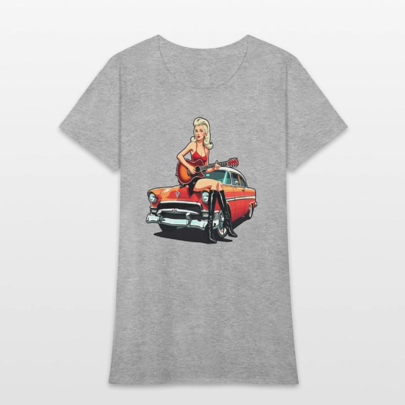Pinup Girl with Guitar Classic Car