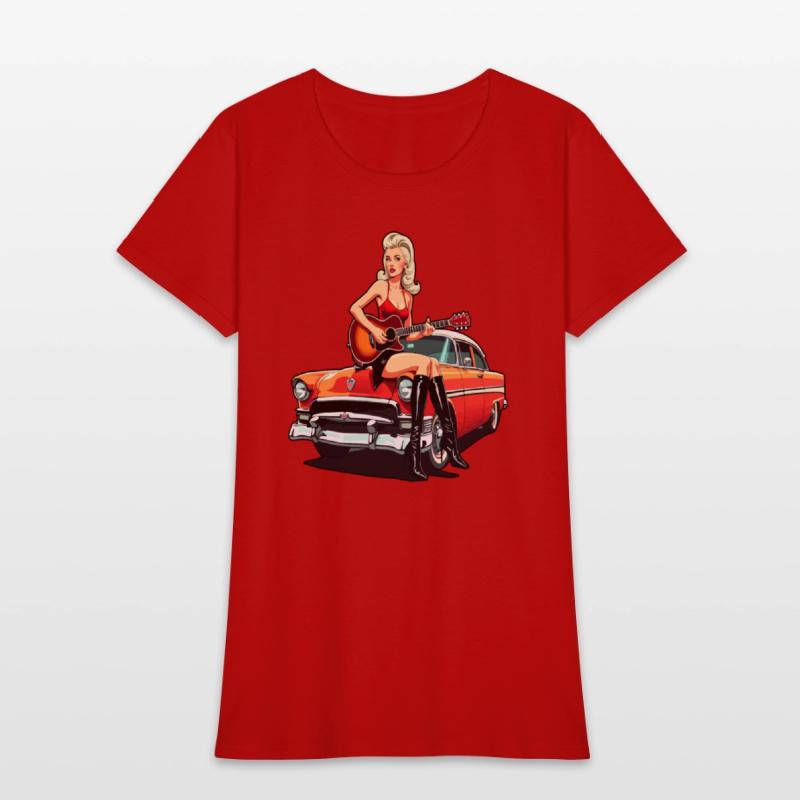 Pinup Girl with Guitar Classic Car