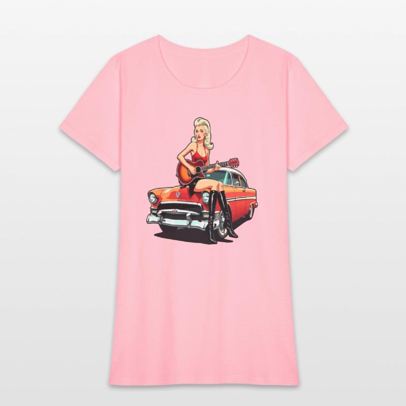 Pinup Girl with Guitar Classic Car