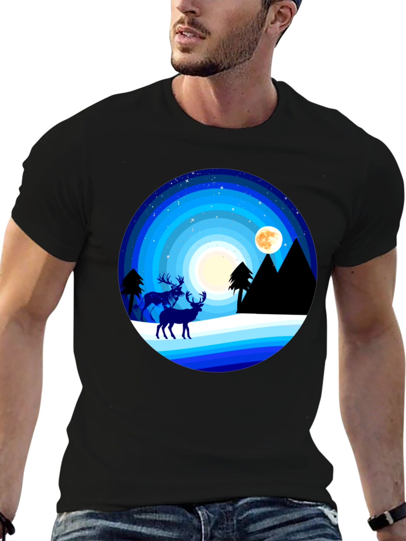 Night Deer T-Shirt - Graphic Tee