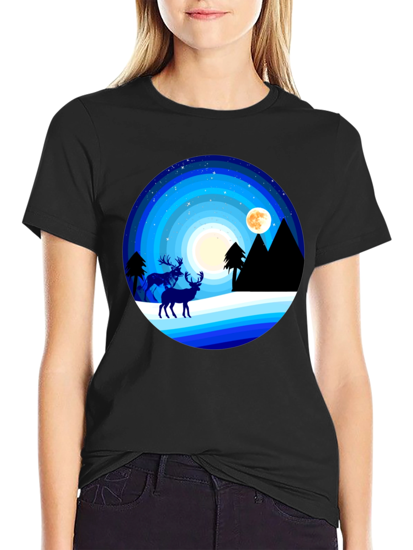 Night Deer T-Shirt - Graphic Tee