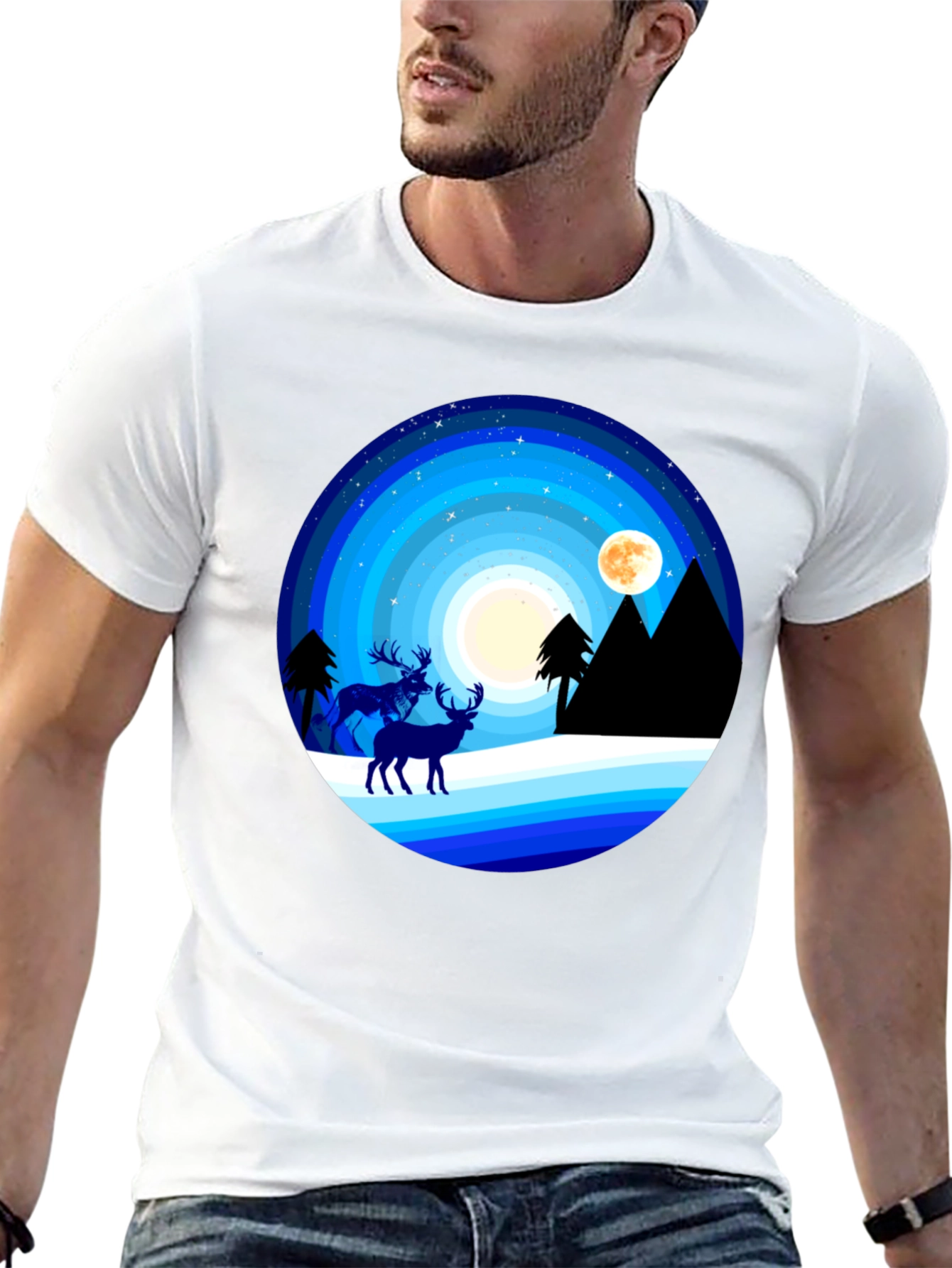 Night Deer T-Shirt - Graphic Tee