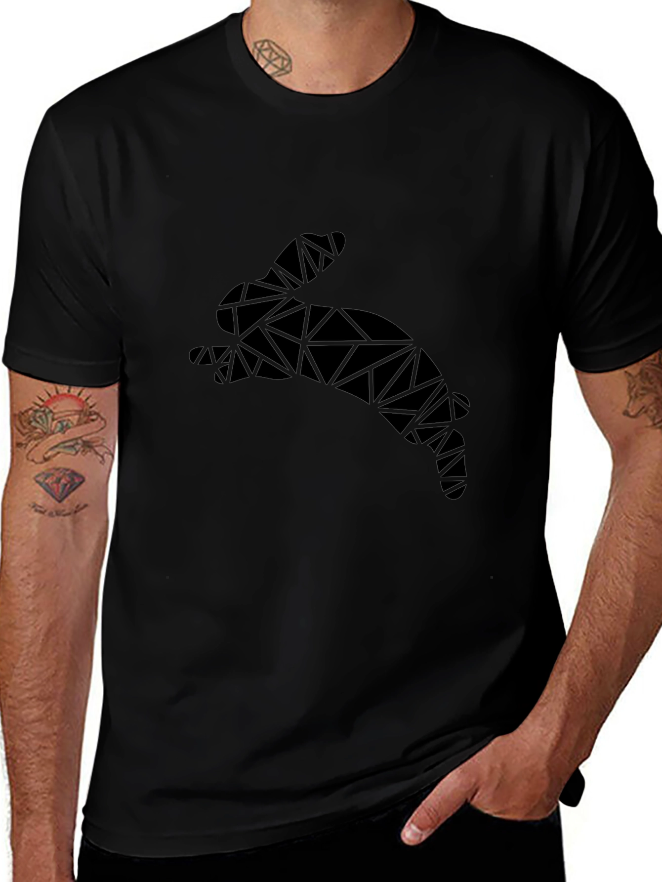Geometric Bunny T-Shirt - Modern Black Tee