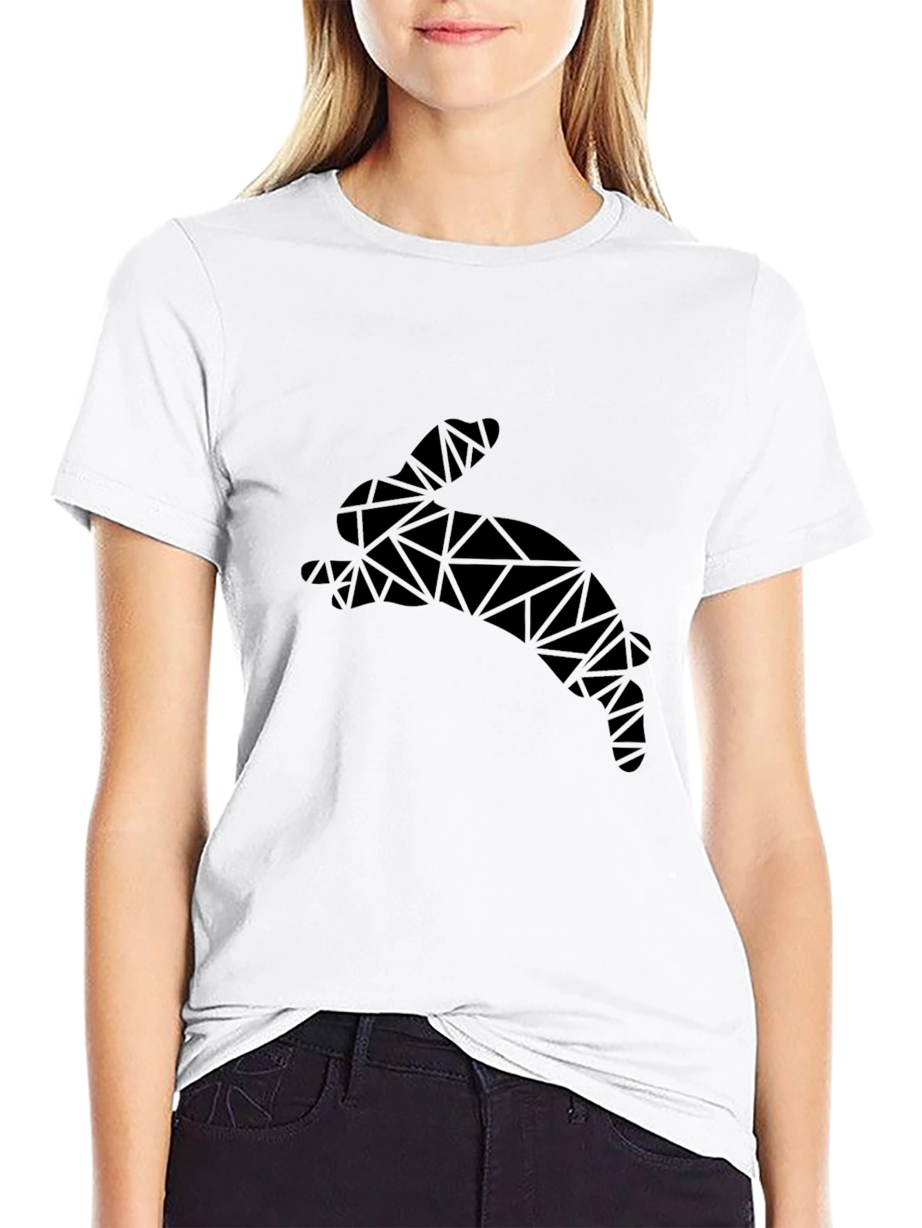 Geometric Bunny T-Shirt - Modern Black Tee