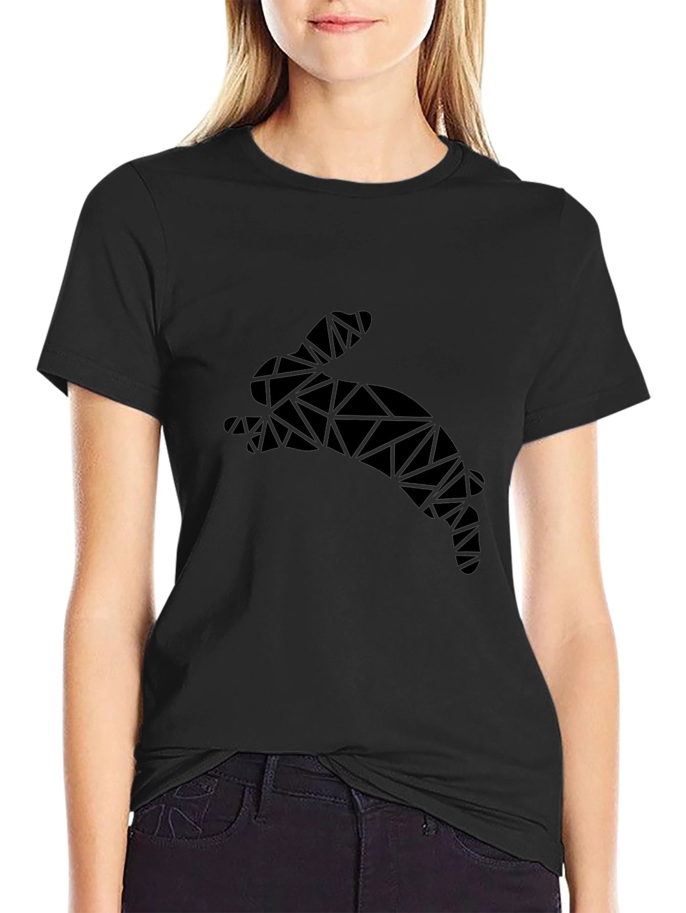 Geometric Bunny T-Shirt - Modern Black Tee