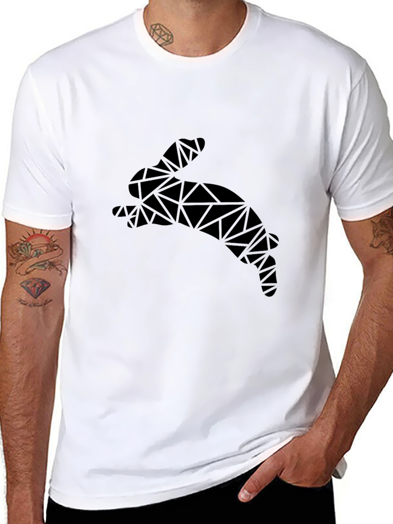 Geometric Bunny T-Shirt - Modern Black Tee