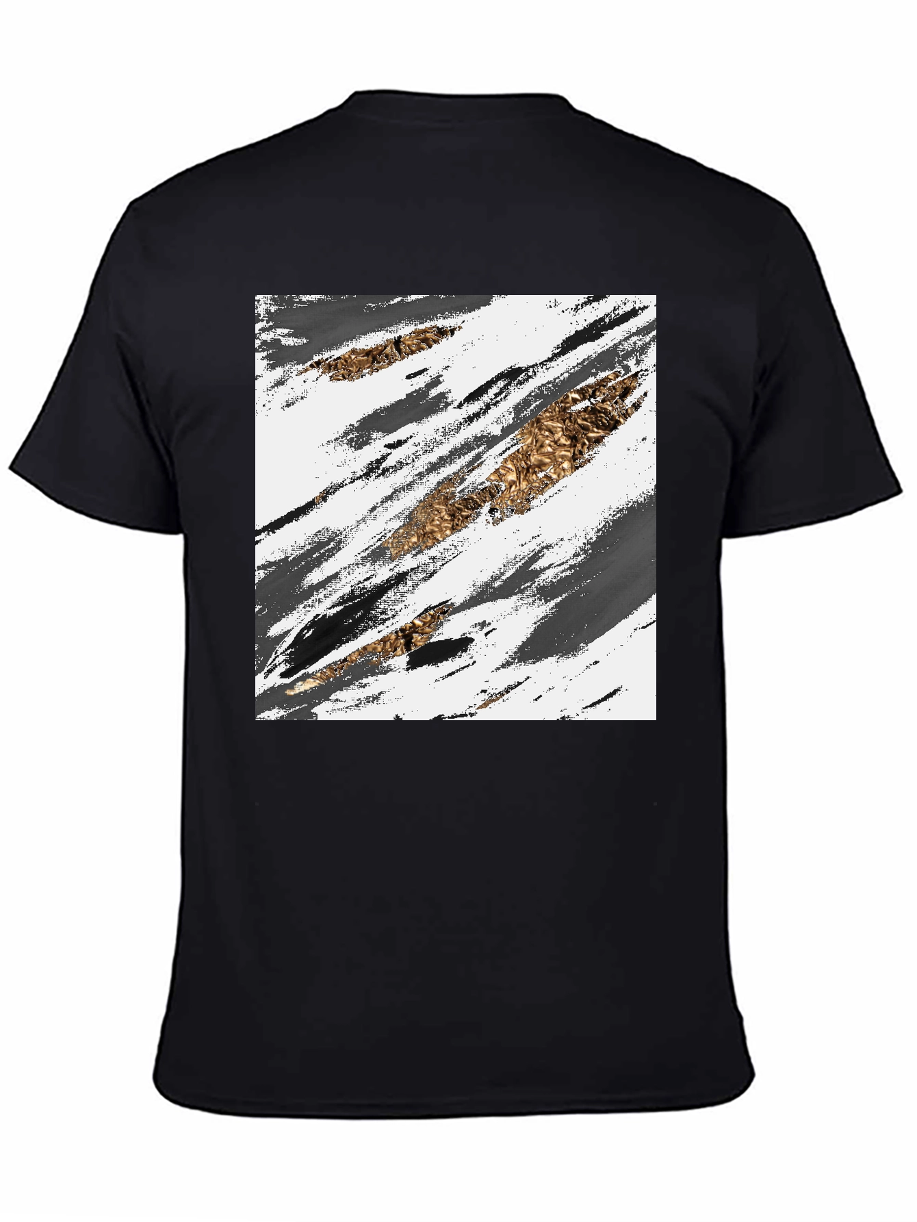 Abstract Gold & Grey Brush Stroke Graphic Tee