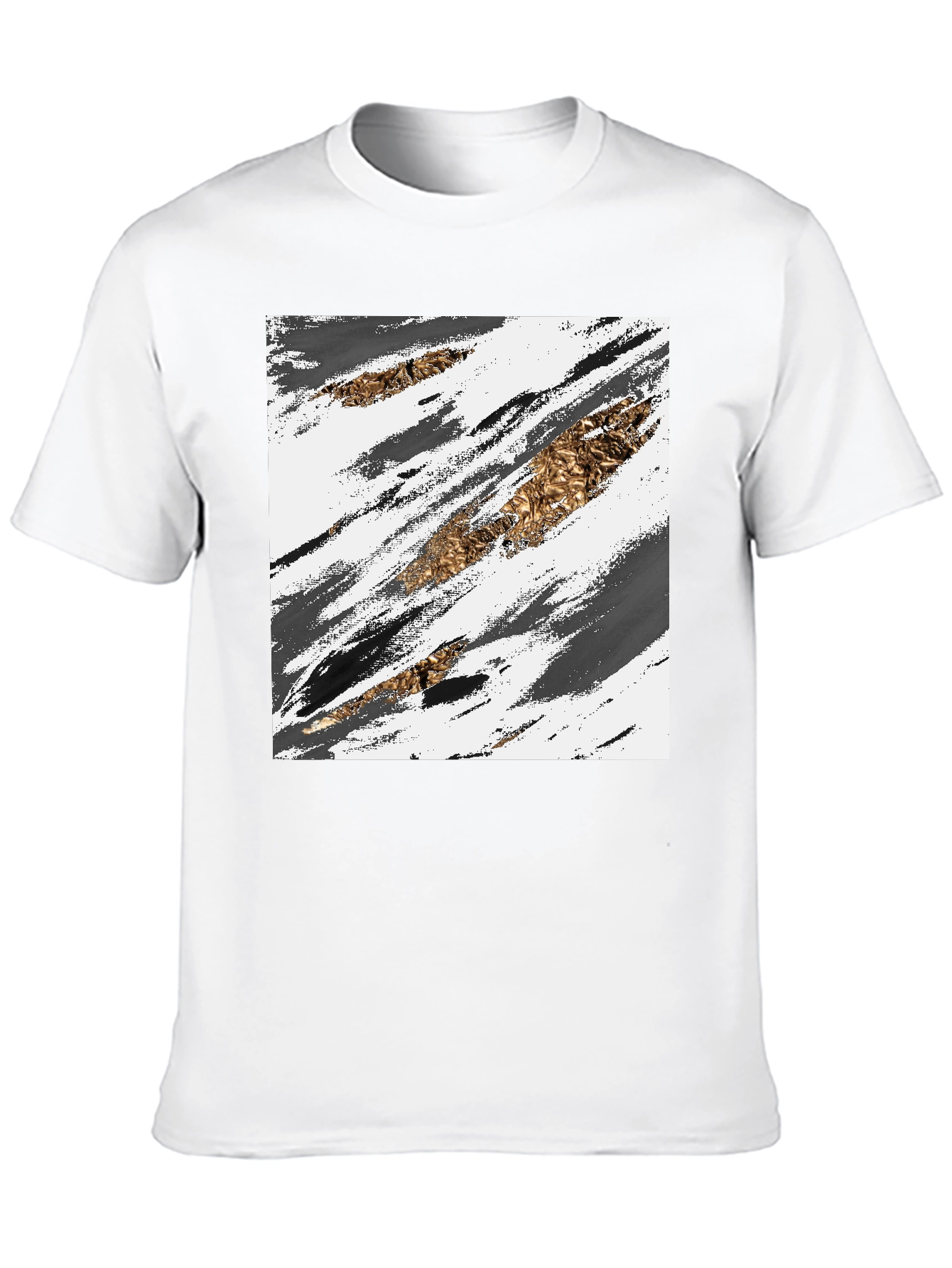 Abstract Gold & Grey Brush Stroke Graphic Tee