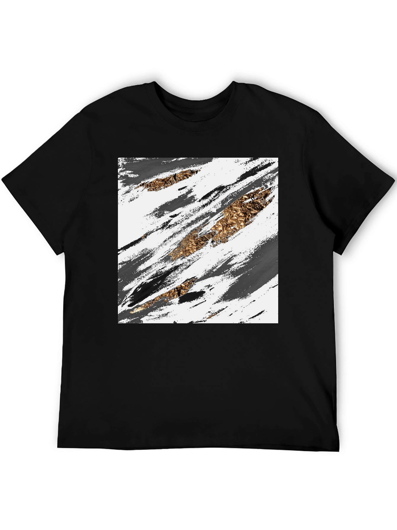 Abstract Gold & Grey Brush Stroke Graphic Tee