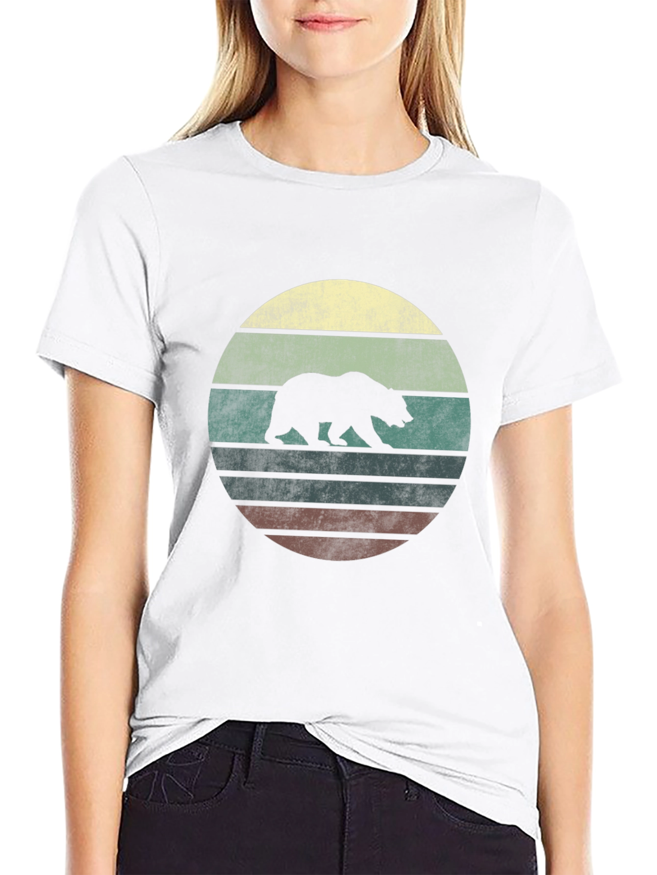 Retro Bear Graphic Tee - Black