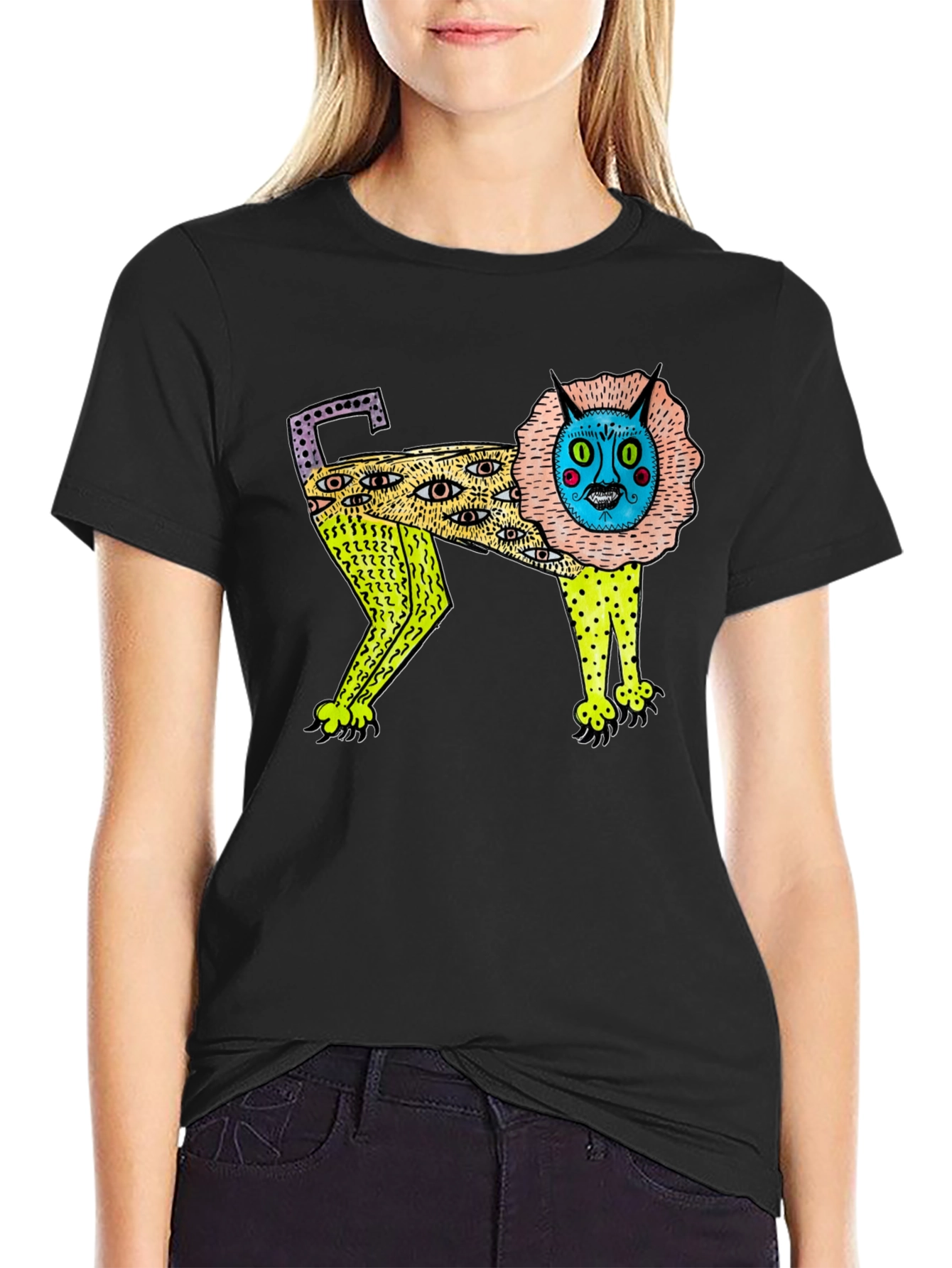 Abstract Lion Graphic Print T-Shirt