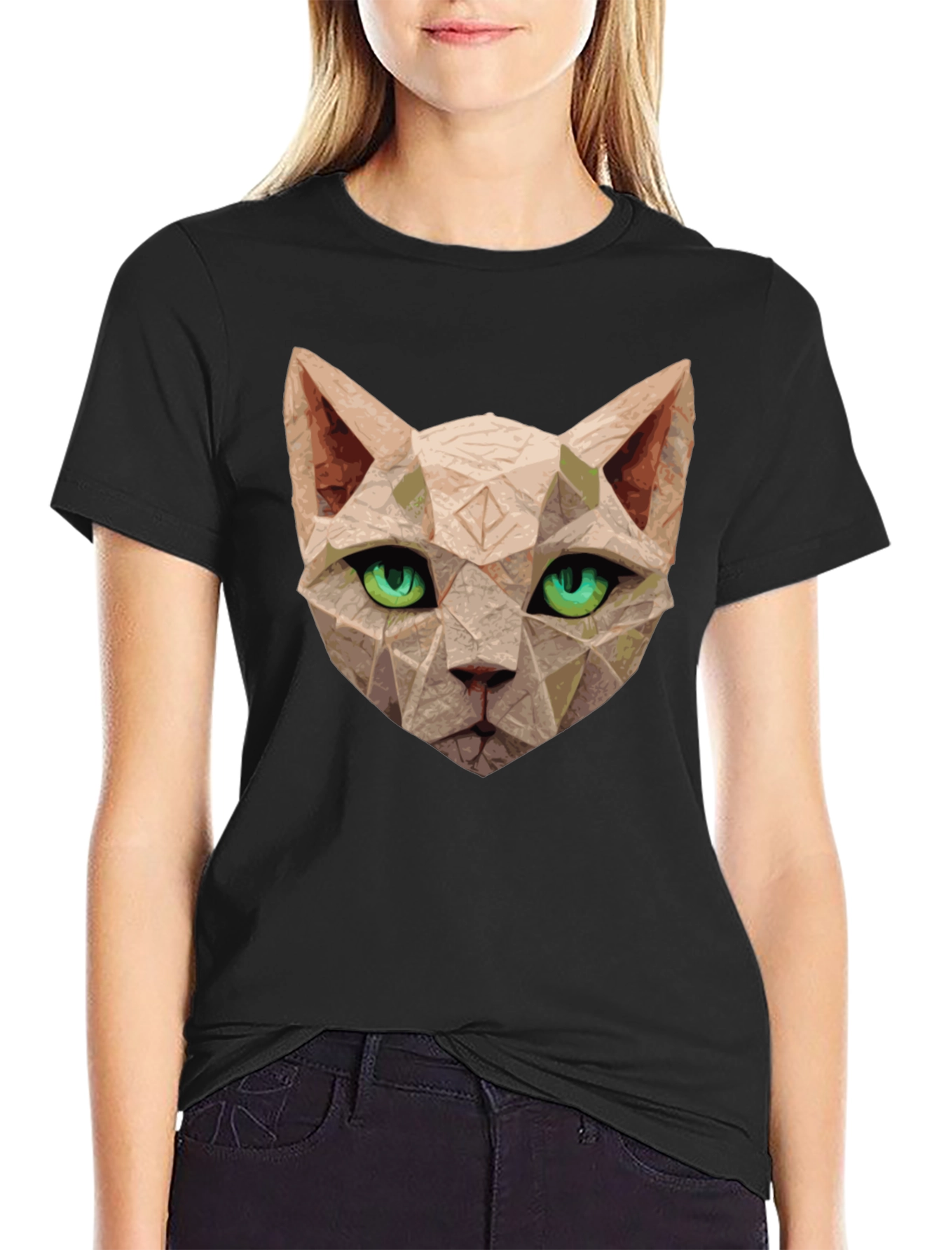 Geometric Cat T-Shirt - Unique Art Tee