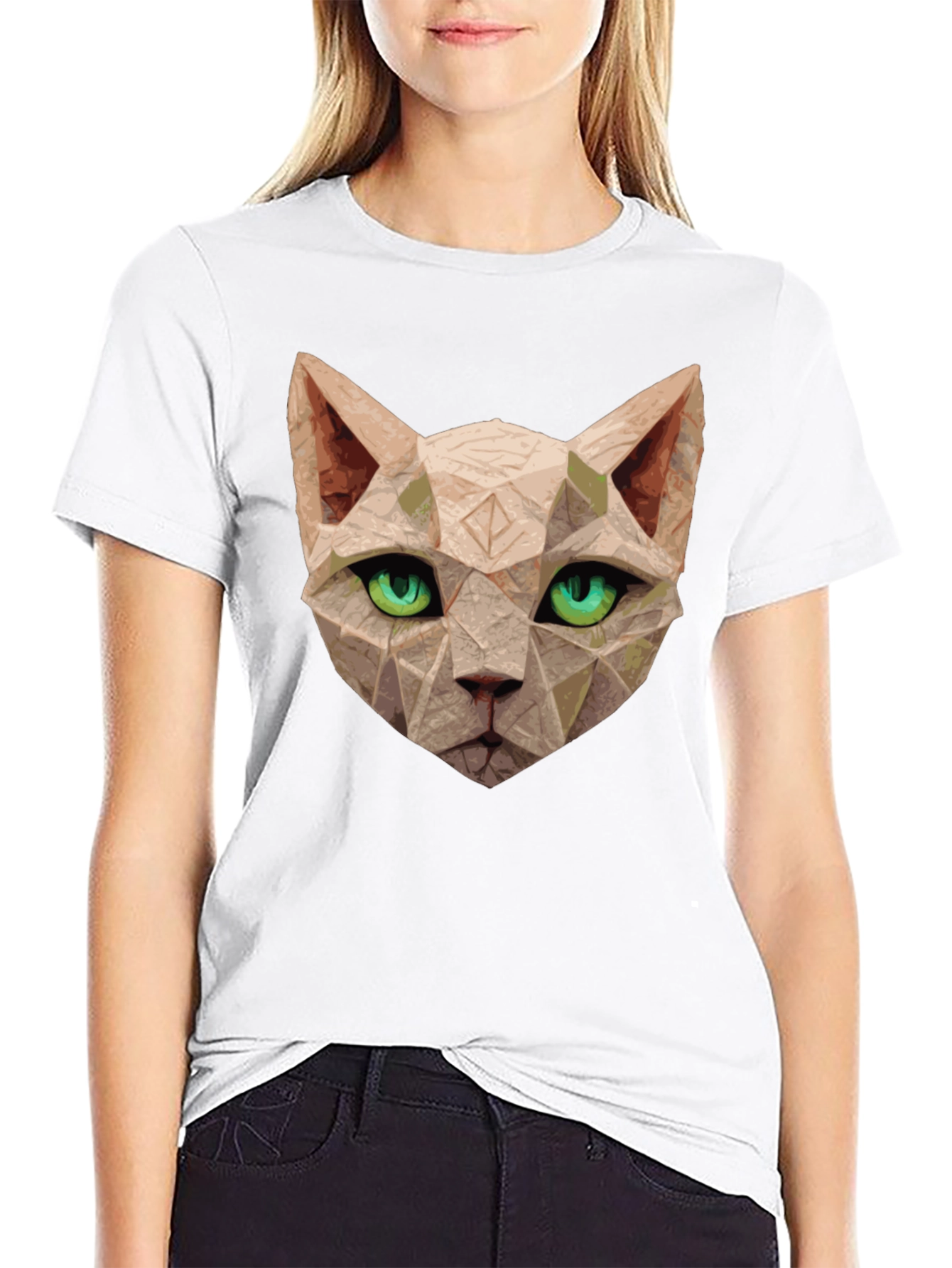 Geometric Cat T-Shirt - Unique Art Tee