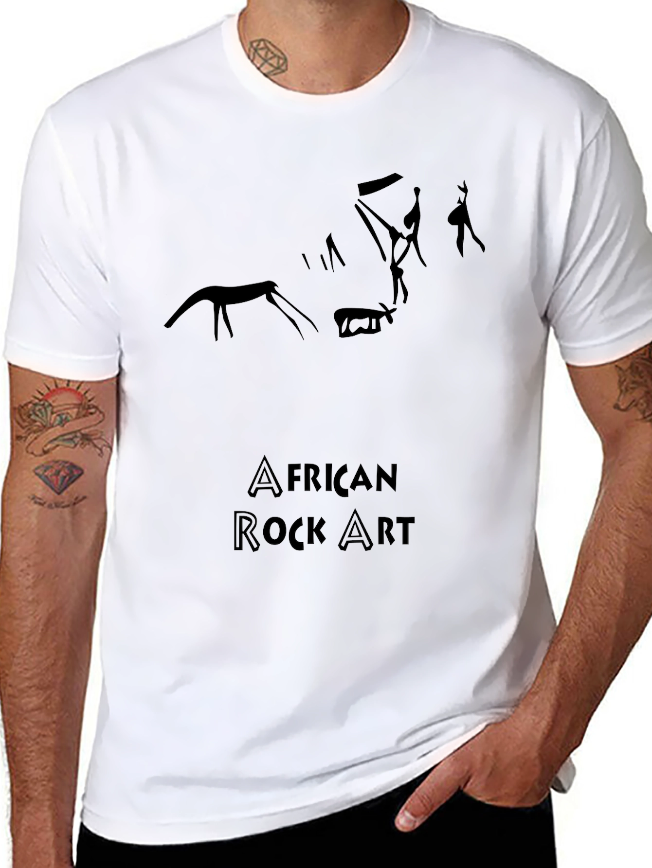 African Rock Art Mens Black Tee