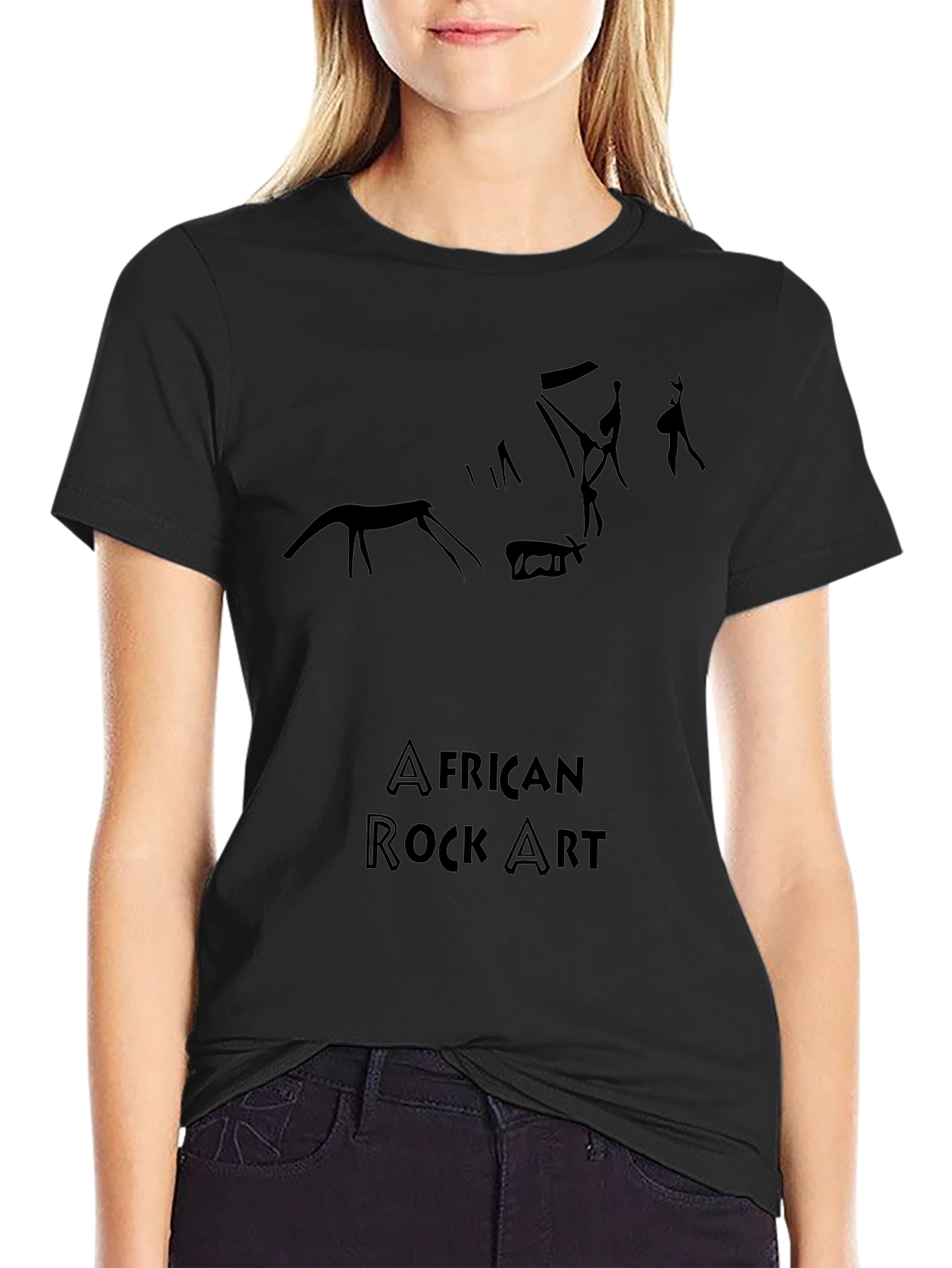 African Rock Art Mens Black Tee
