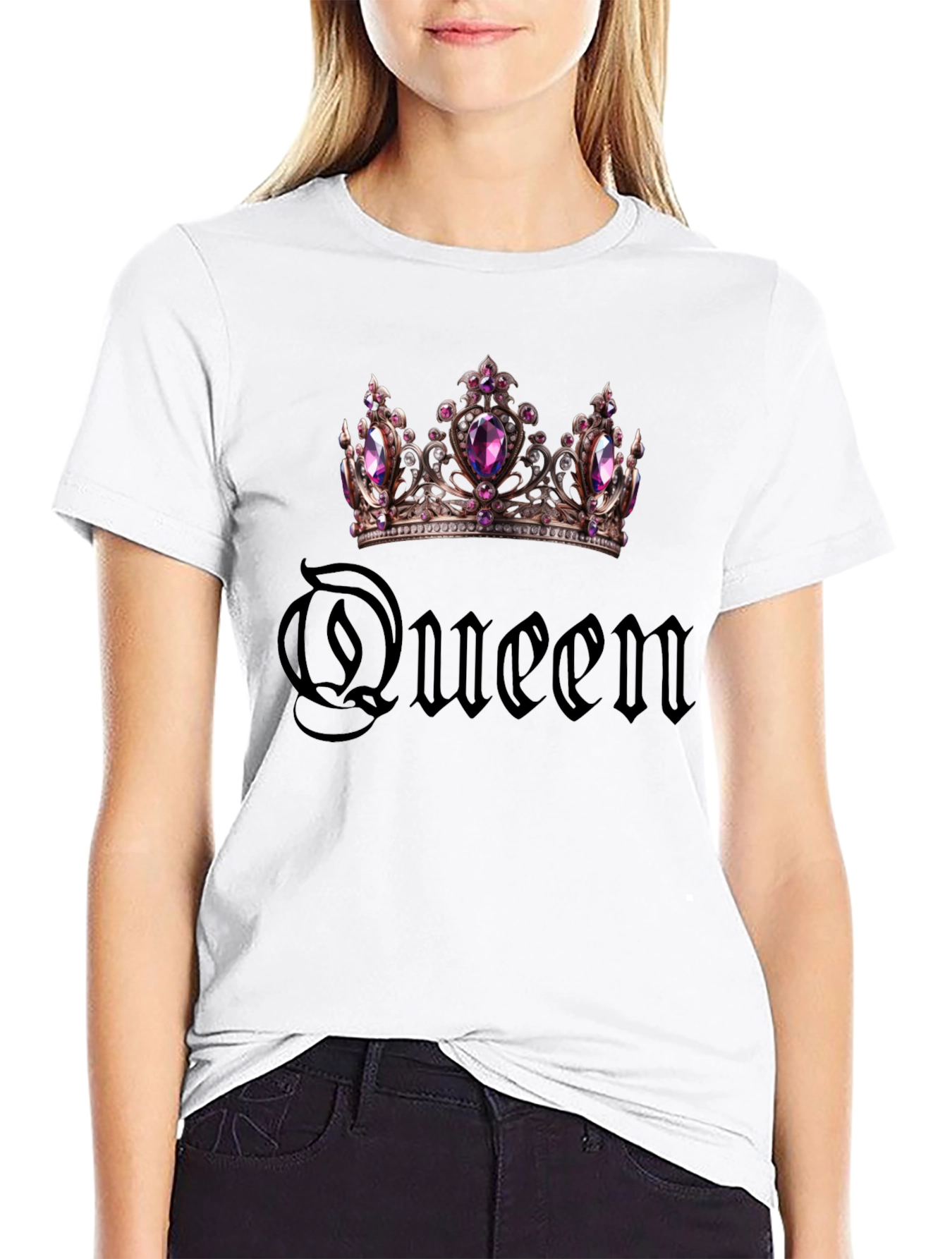 Queen Crown Graphic T-Shirt - Stylish Black Tee